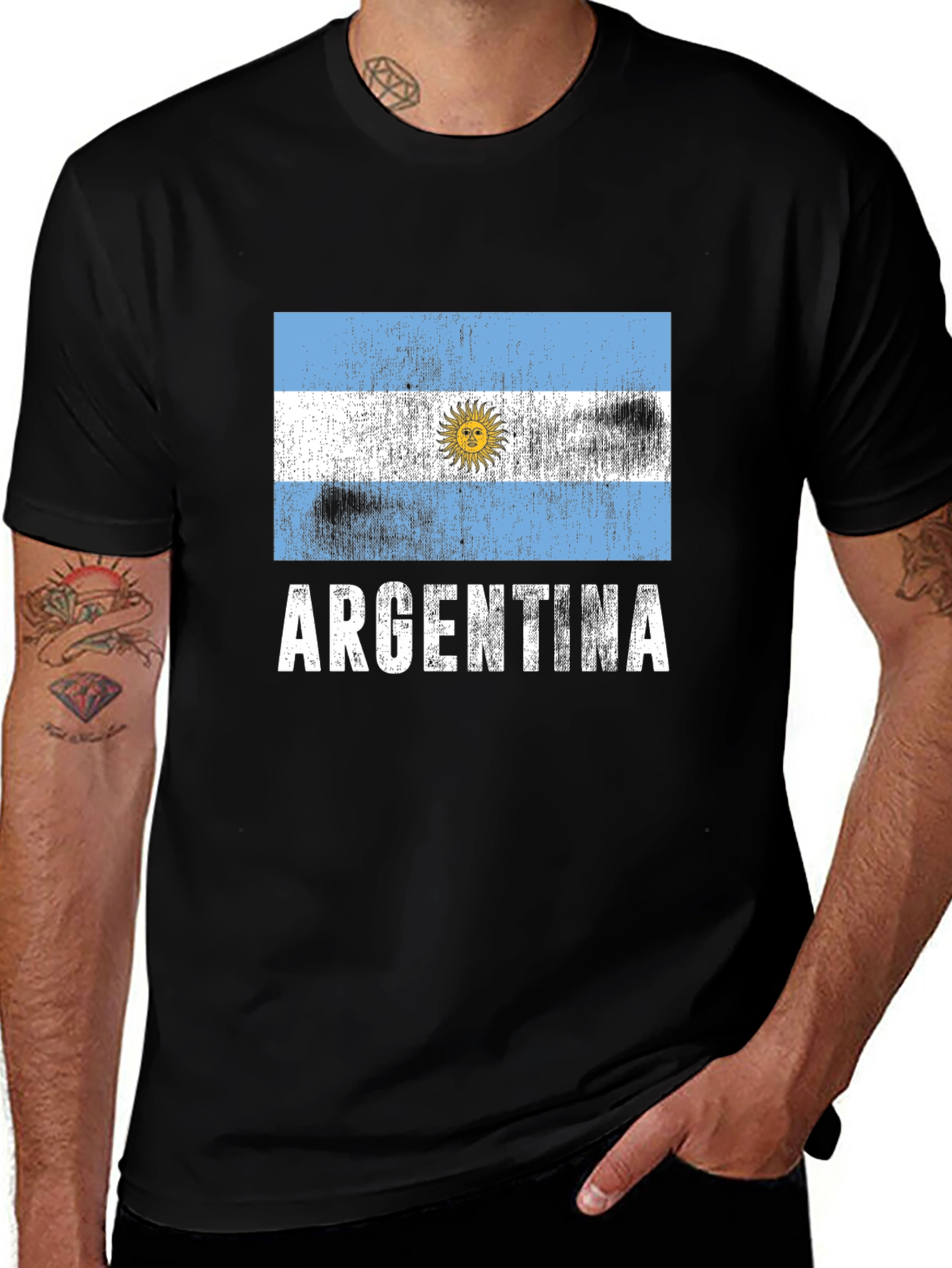 Argentina Flag T-Shirt - Distressed Design
