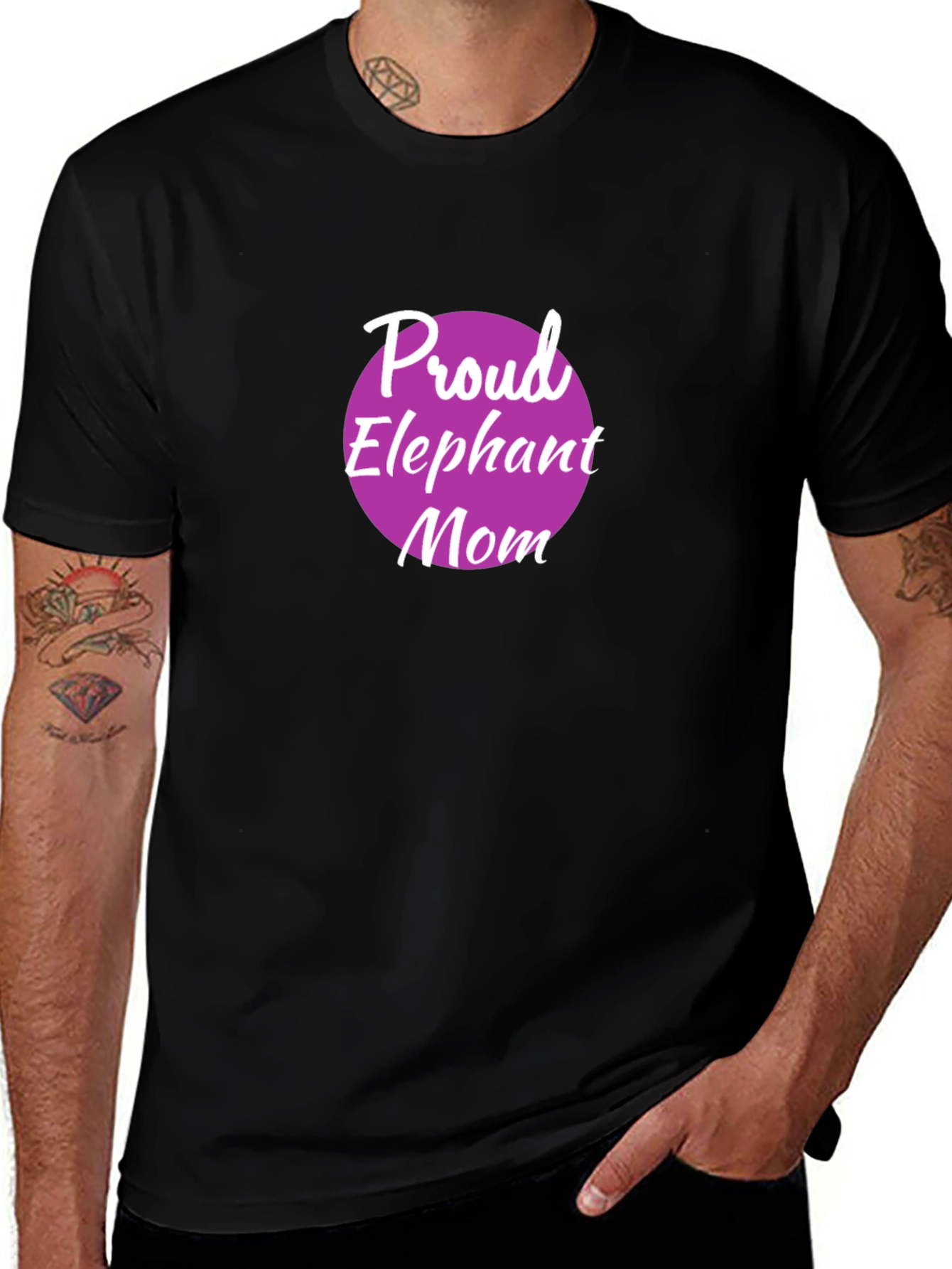 Black Proud Elephant Mom Graphic Tee - Black main image