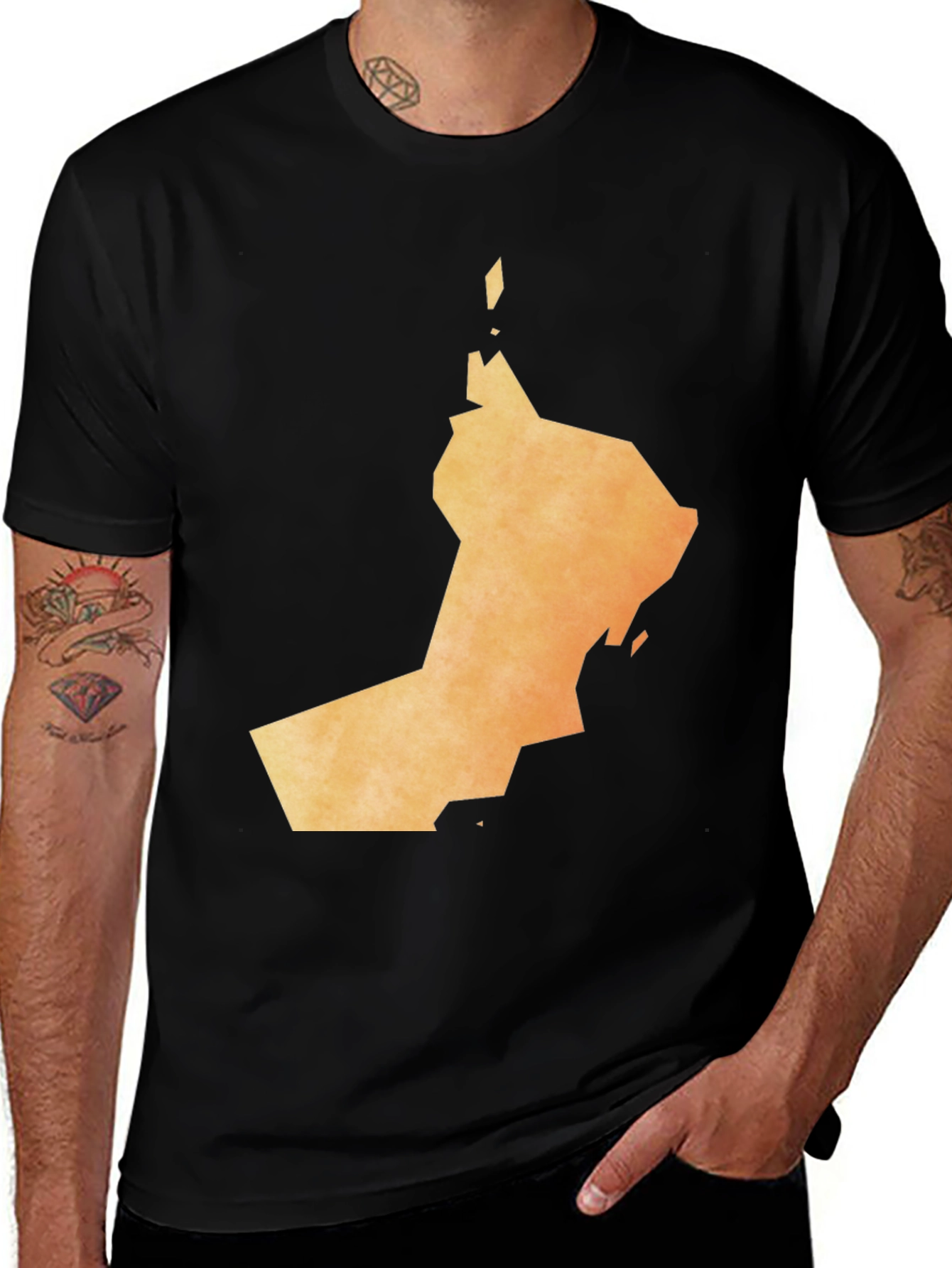 Variant 17 of Oman Map Graphic Tee - Black Cotton T-Shirt