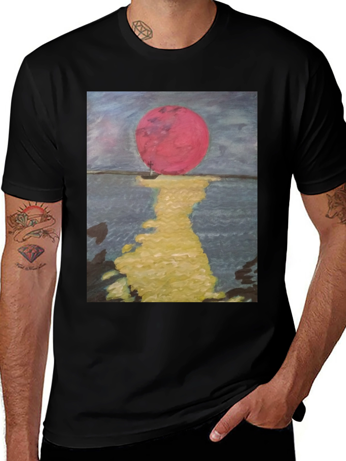 Variant 27 of Crimson Moon Graphic Tee - Artistic Unisex T-Shirt