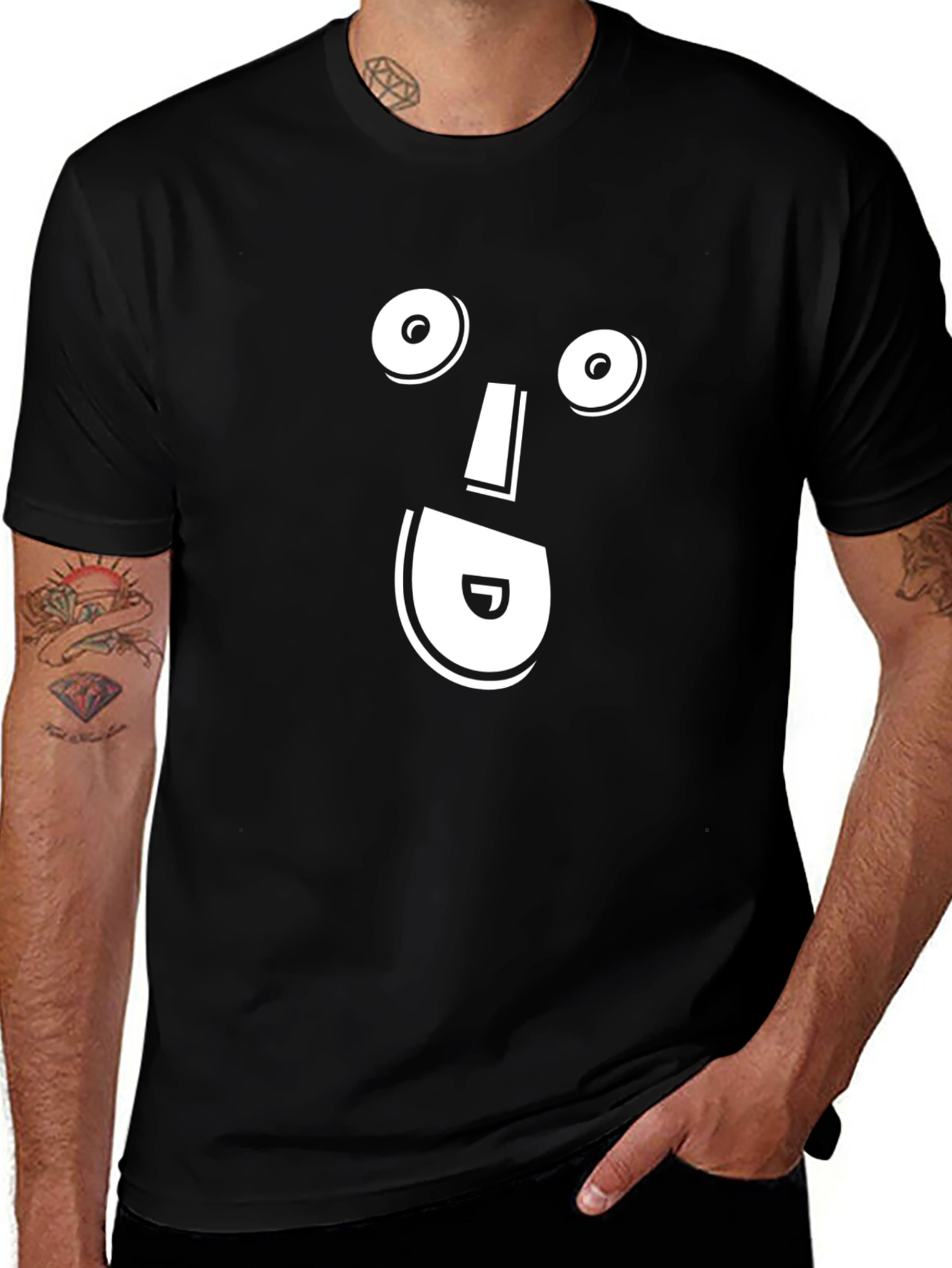 Funny Face Graphic Black T-Shirt