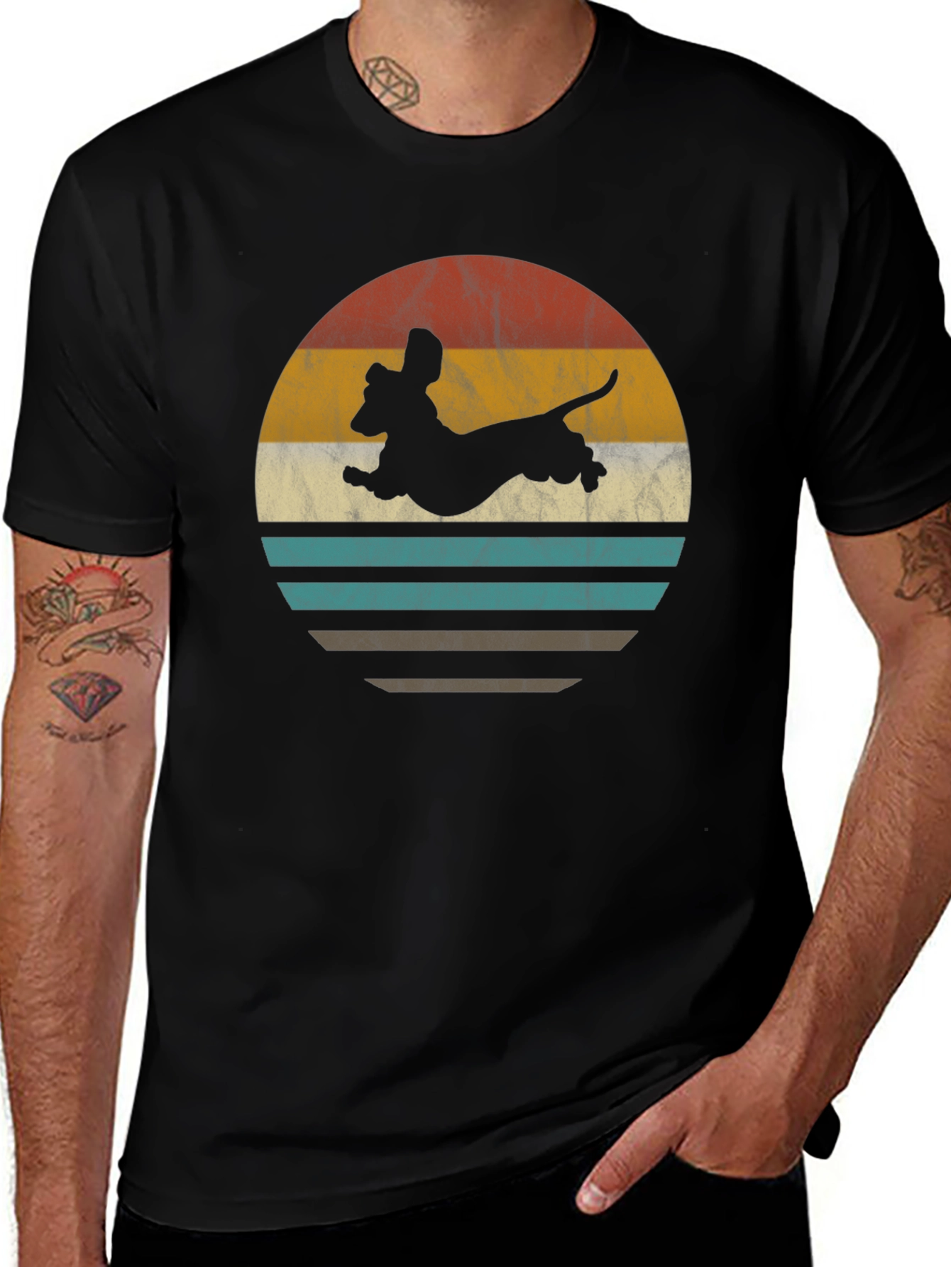 Variant 19 of Dachshund Sunset T-Shirt - Retro Style Dog Tee