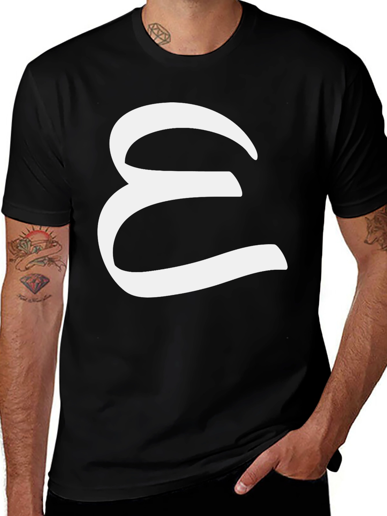 Variant 27 of Elegant Black T-Shirt with White Letter Design
