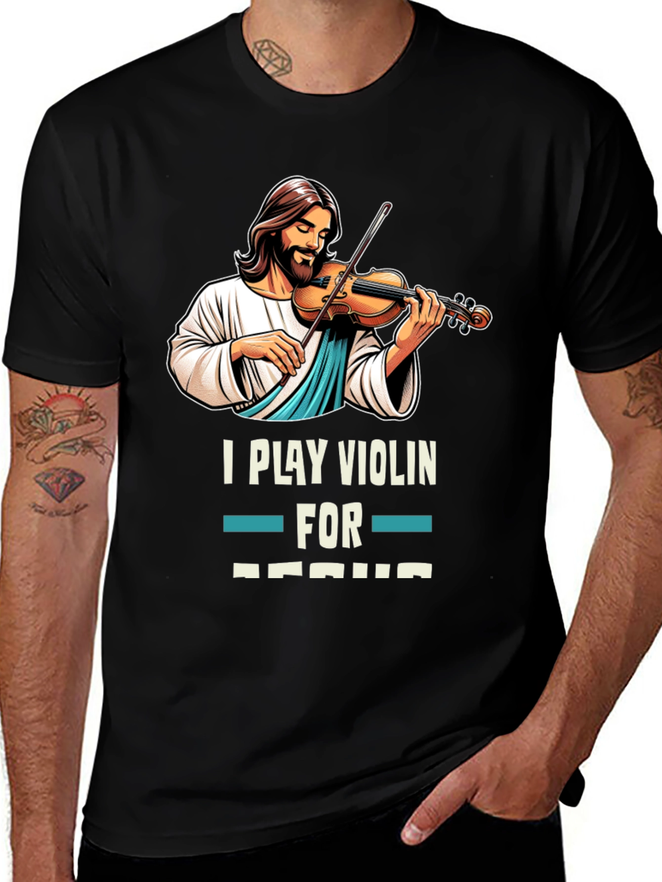 Variant 10 of I Play Violin for Jesus T-Shirt, Black