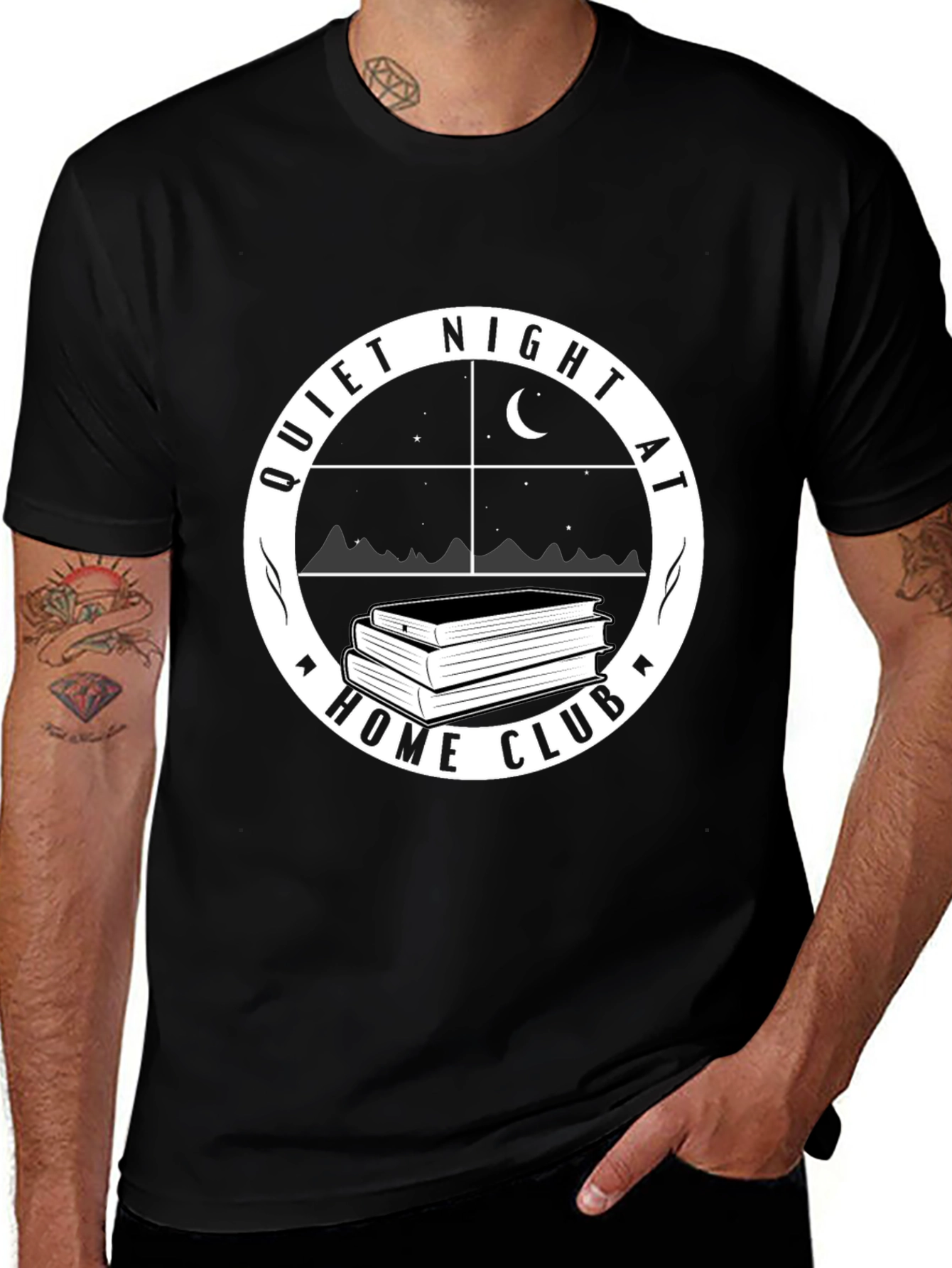 Variant 24 of Quiet Night at Home Club T-Shirt - Black