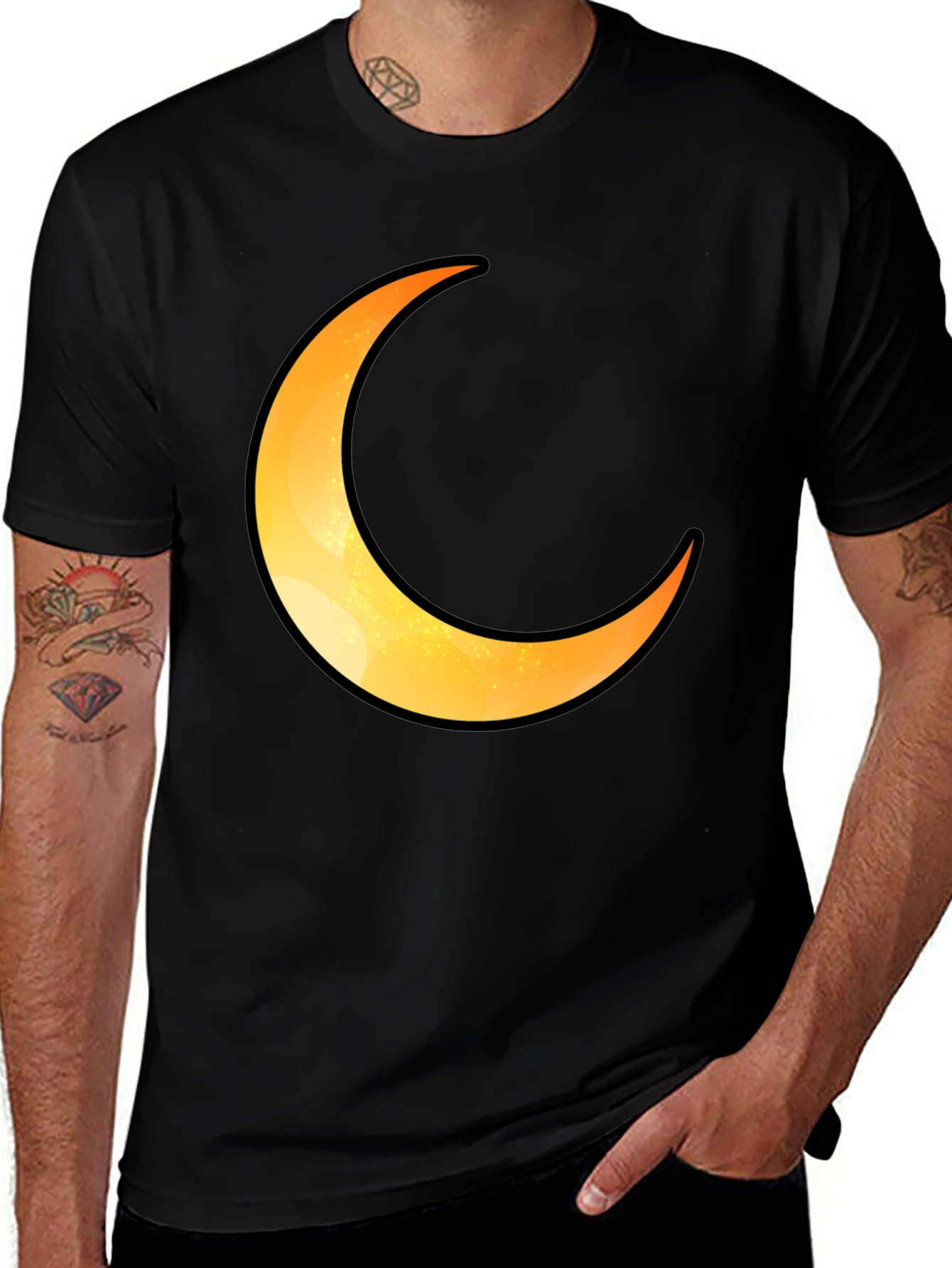 Variant 9 of Crescent Moon Graphic Tee - Stylish Black T-Shirt