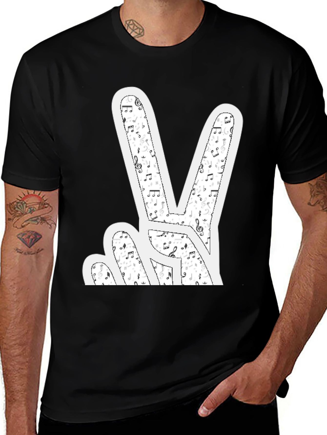 Variant 10 of Musical Peace Sign Graphic T-Shirt