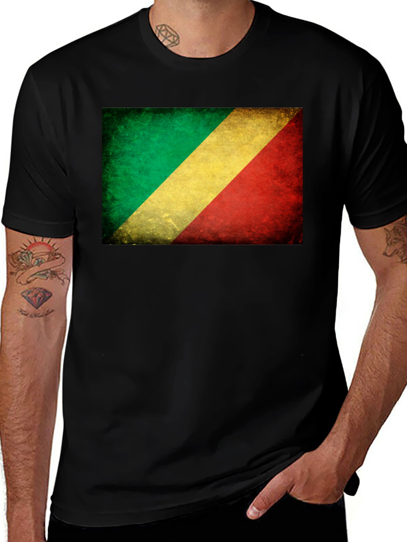 Variant 6 of Republic of Congo Flag Distressed T-Shirt