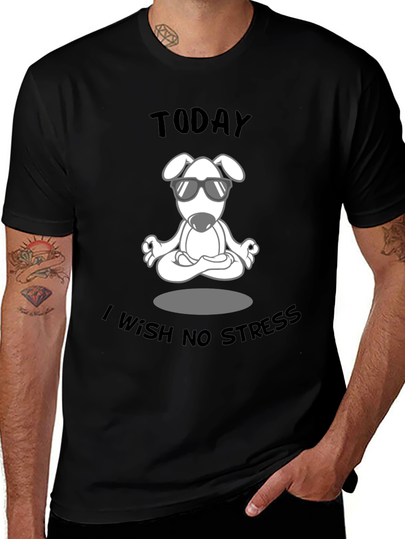 Variant 12 of Zen Dog T-Shirt: Today I Wish No Stress