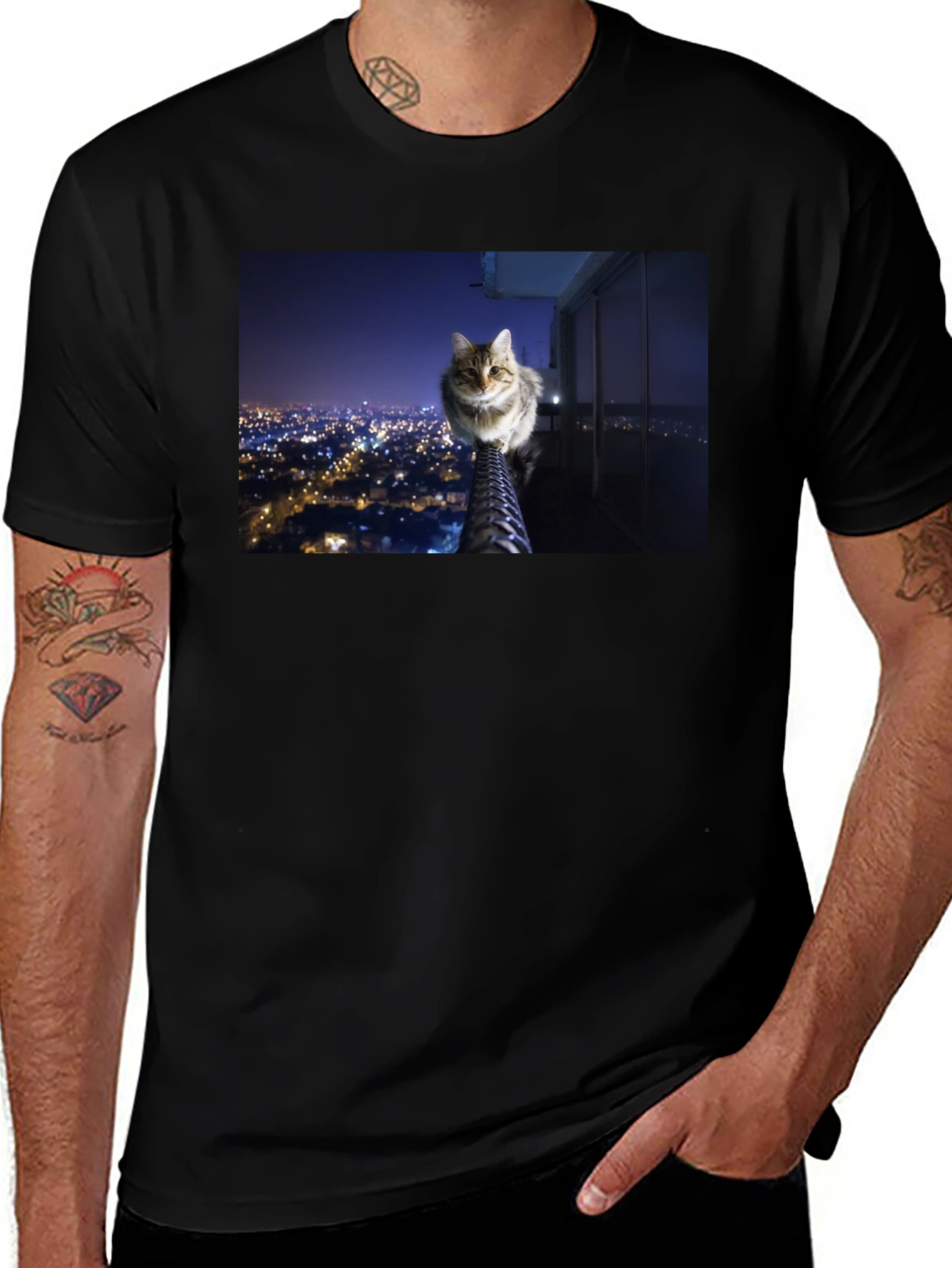 Variant 24 of Cat on City View T-Shirt