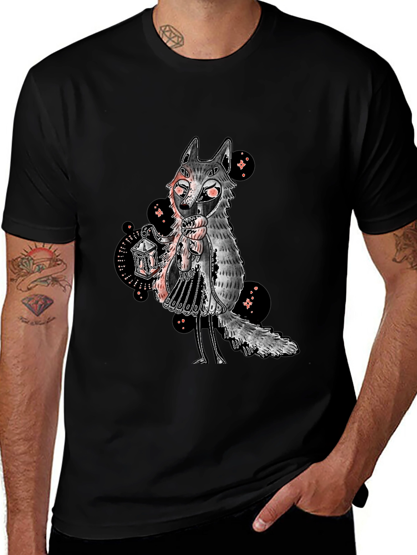 Variant 10 of Whimsical Wolf Graphic Tee - Unique Design