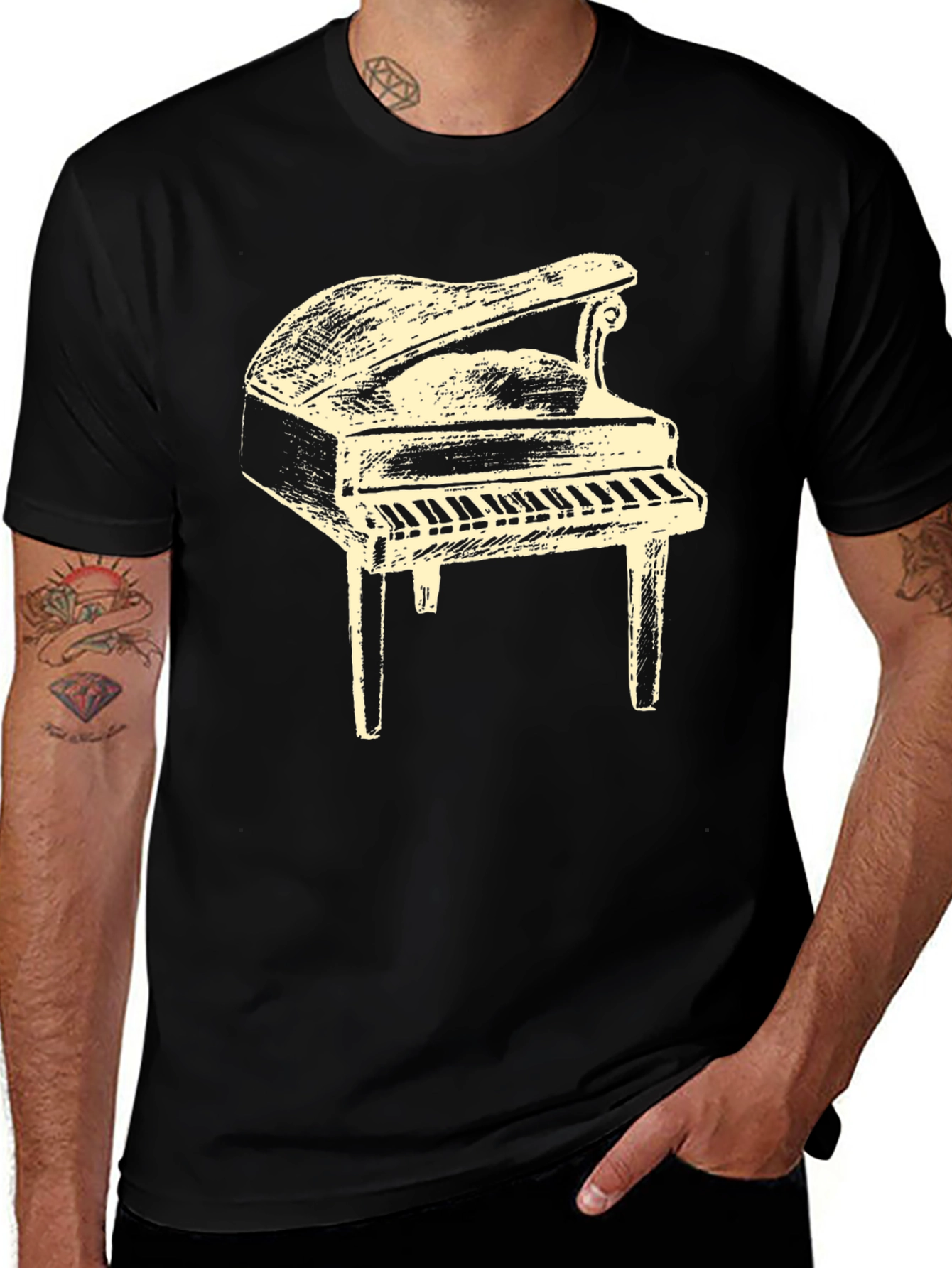 Variant 5 of Piano Graphic T-Shirt - Musical Instrument Tee