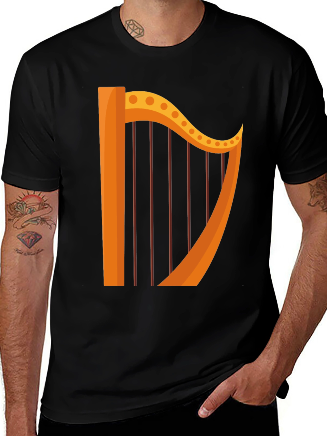 Variant 27 of Harp Graphic Black T-Shirt