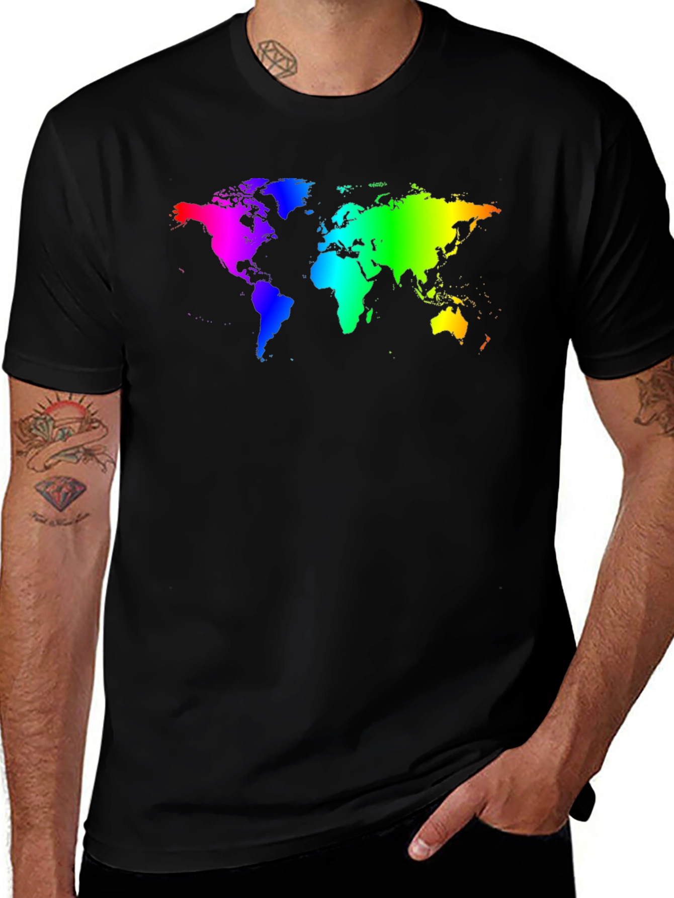 Variant 25 of Rainbow World Map Graphic T-Shirt