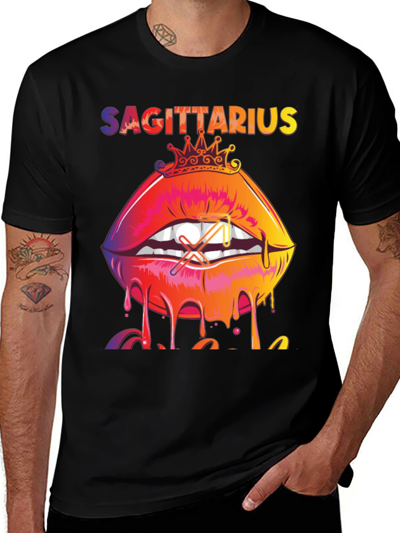 Sagittarius Zodiac Lips Graphic Tee