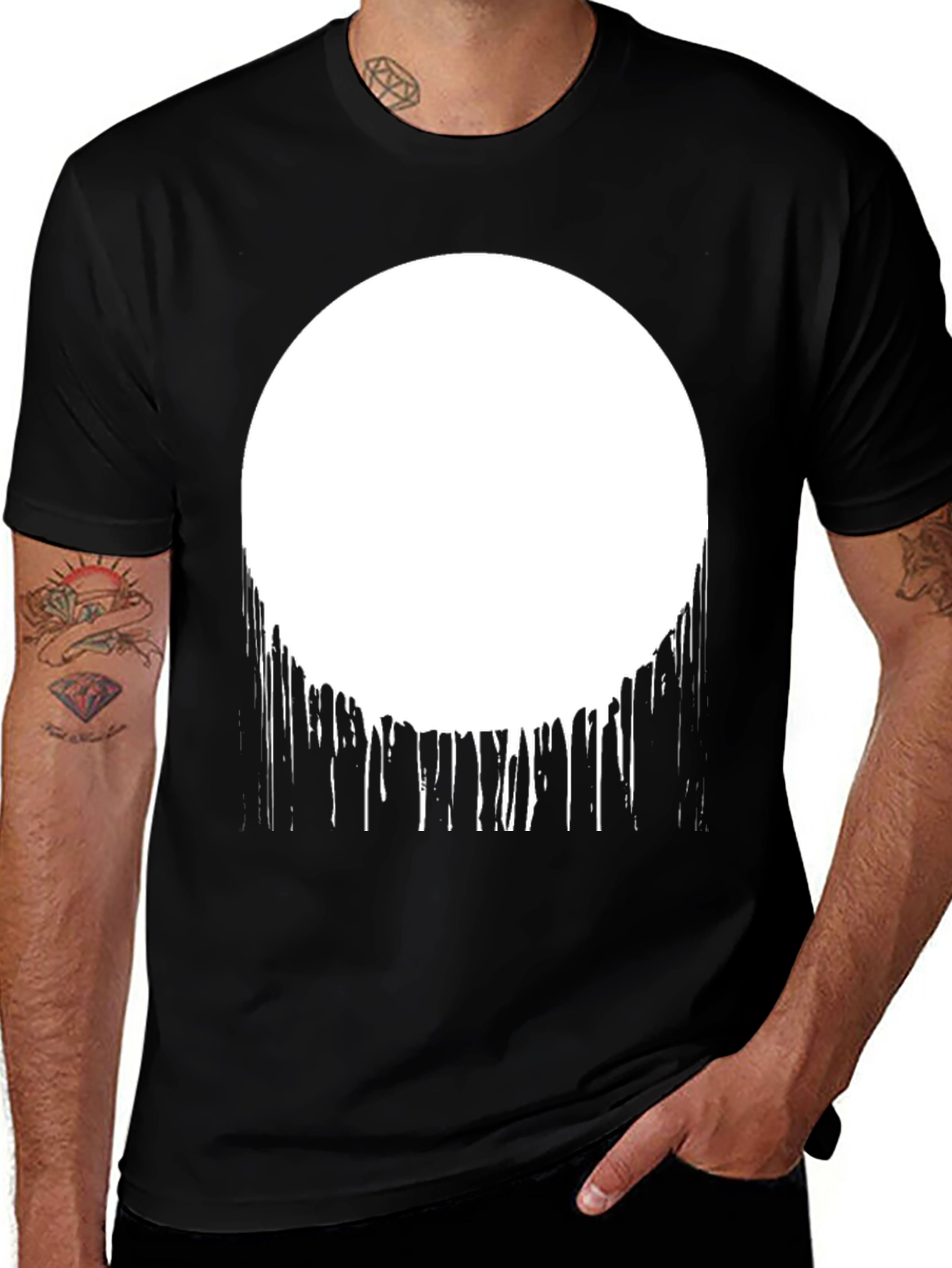 Variant 4 of Abstract Drip Circle Graphic Tee - Black