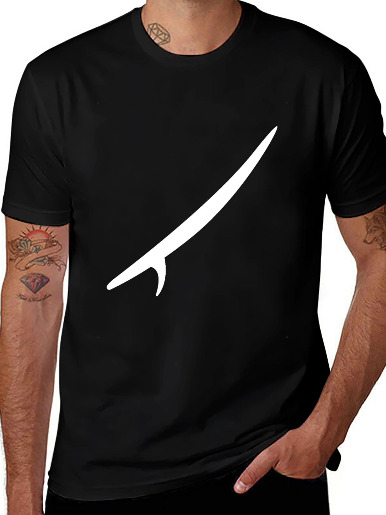 Variant 10 of Black T-Shirt with Surfboard Graphic