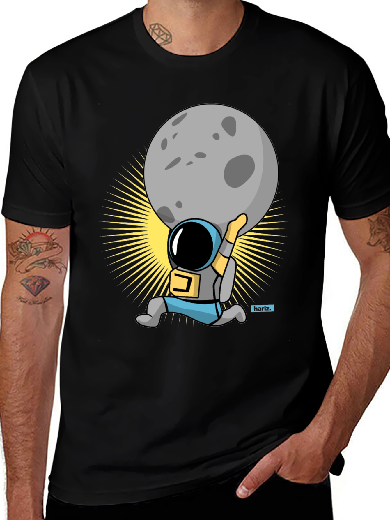 Variant 14 of Astronaut Lifting Moon Graphic T-Shirt