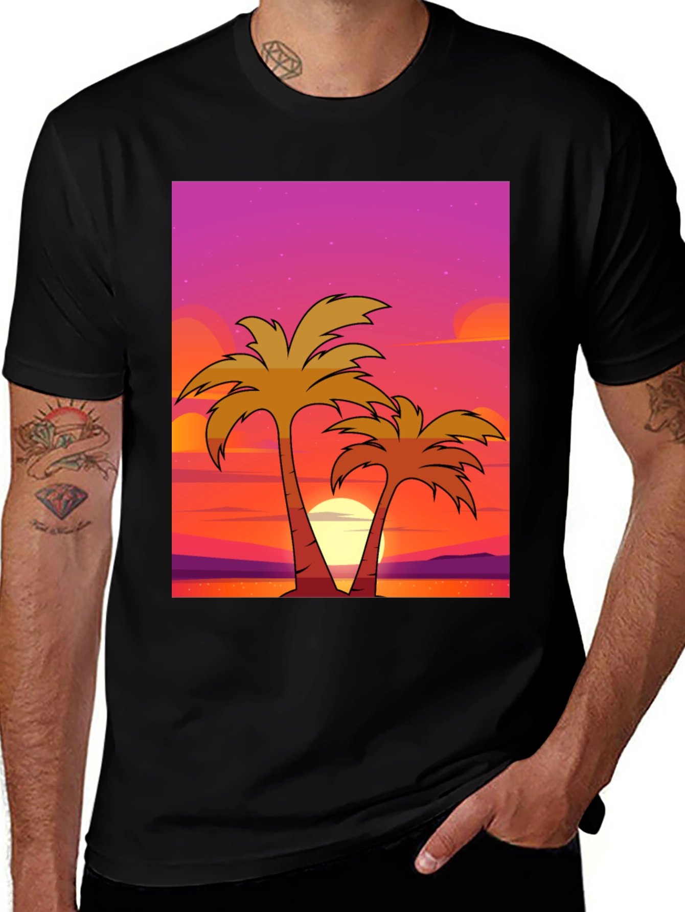 Variant 15 of Tropical Sunset Palm Tree Graphic Tee