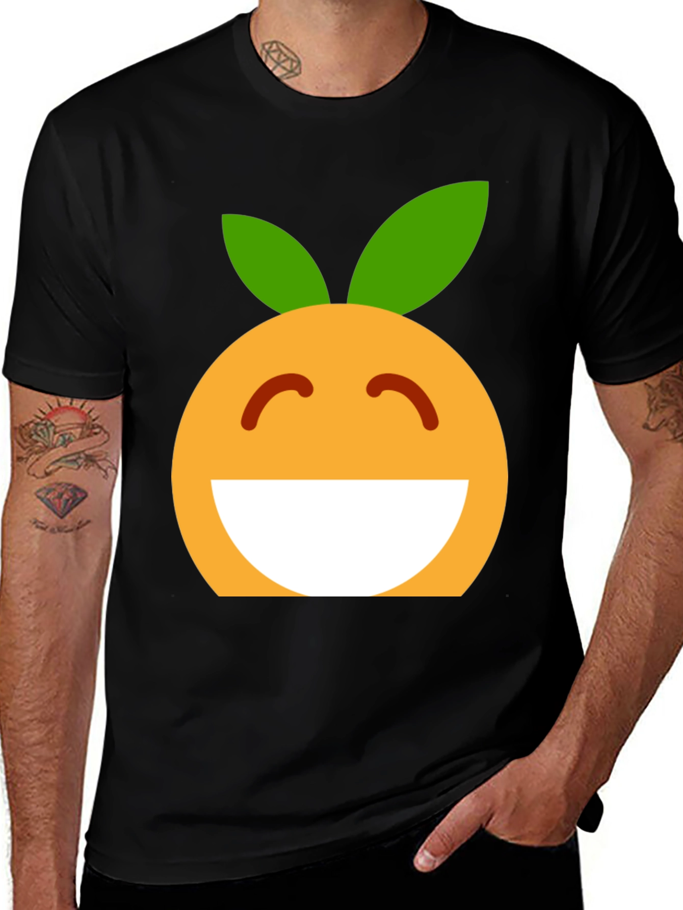 Cheerful Orange Emoji Graphic T-Shirt