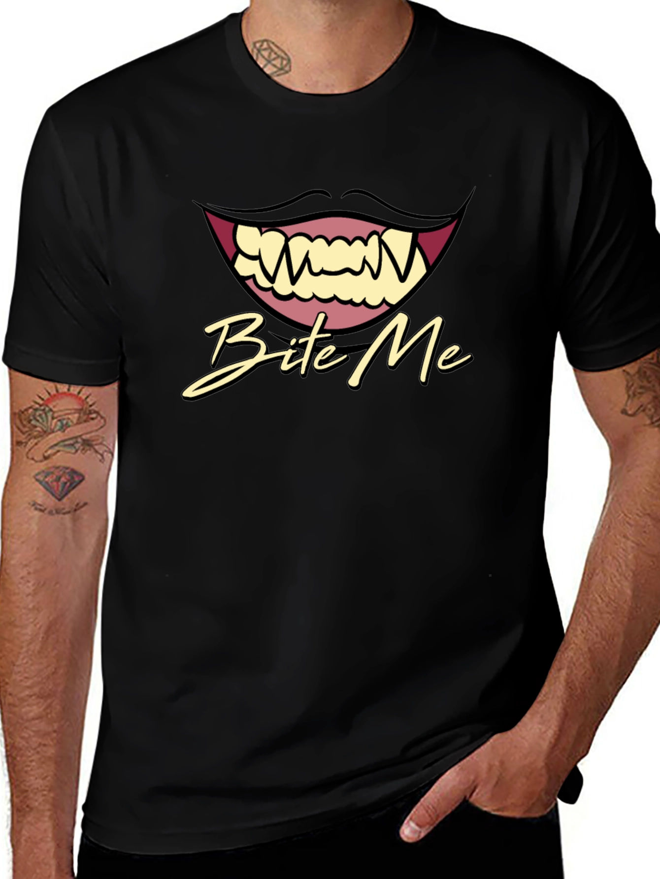 Variant 2 of Bite Me Vampire Graphic Black T-Shirt