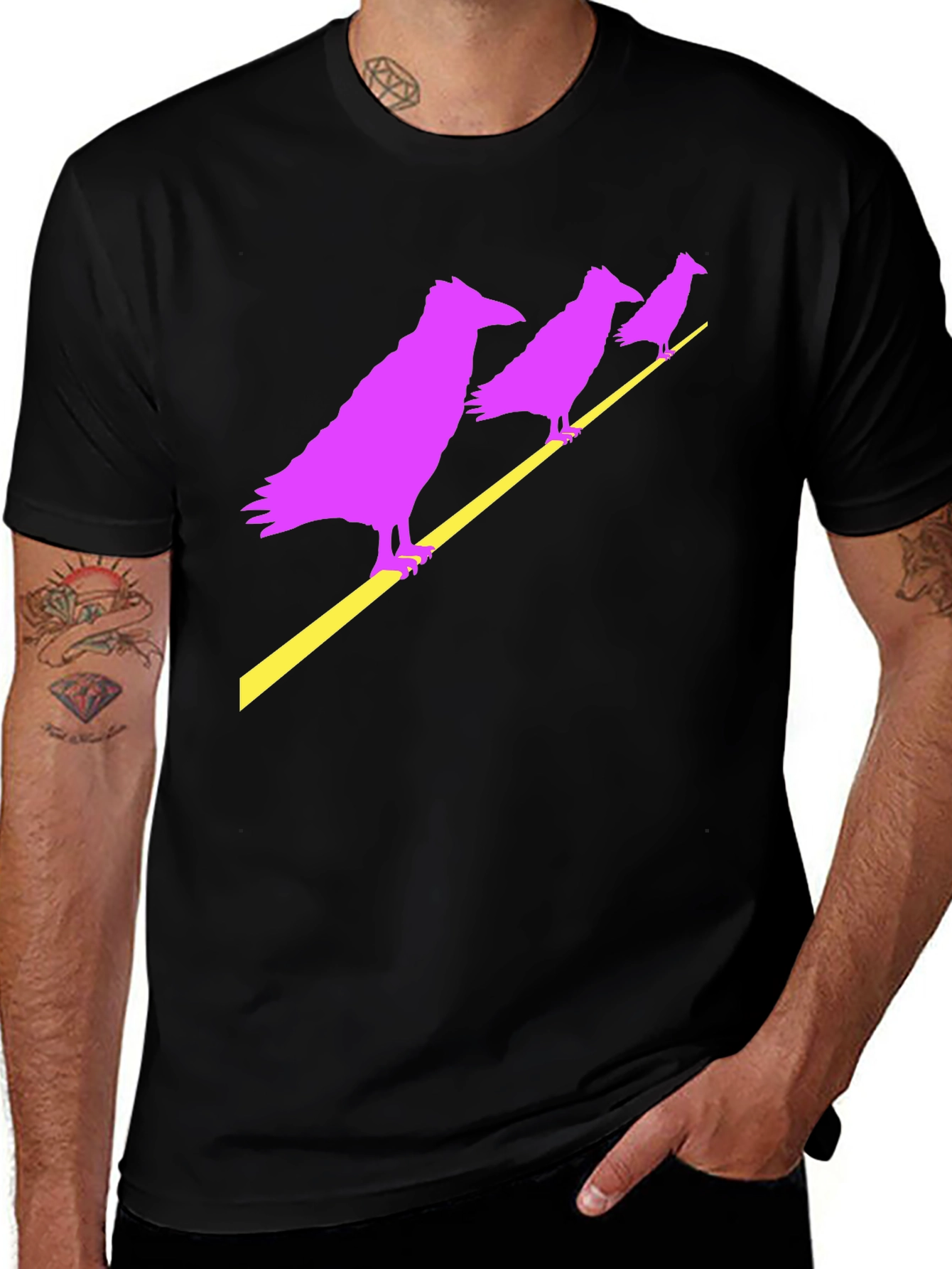 Variant 30 of Raven Graphic Tee - Men's Black Crew Neck T-Shirt