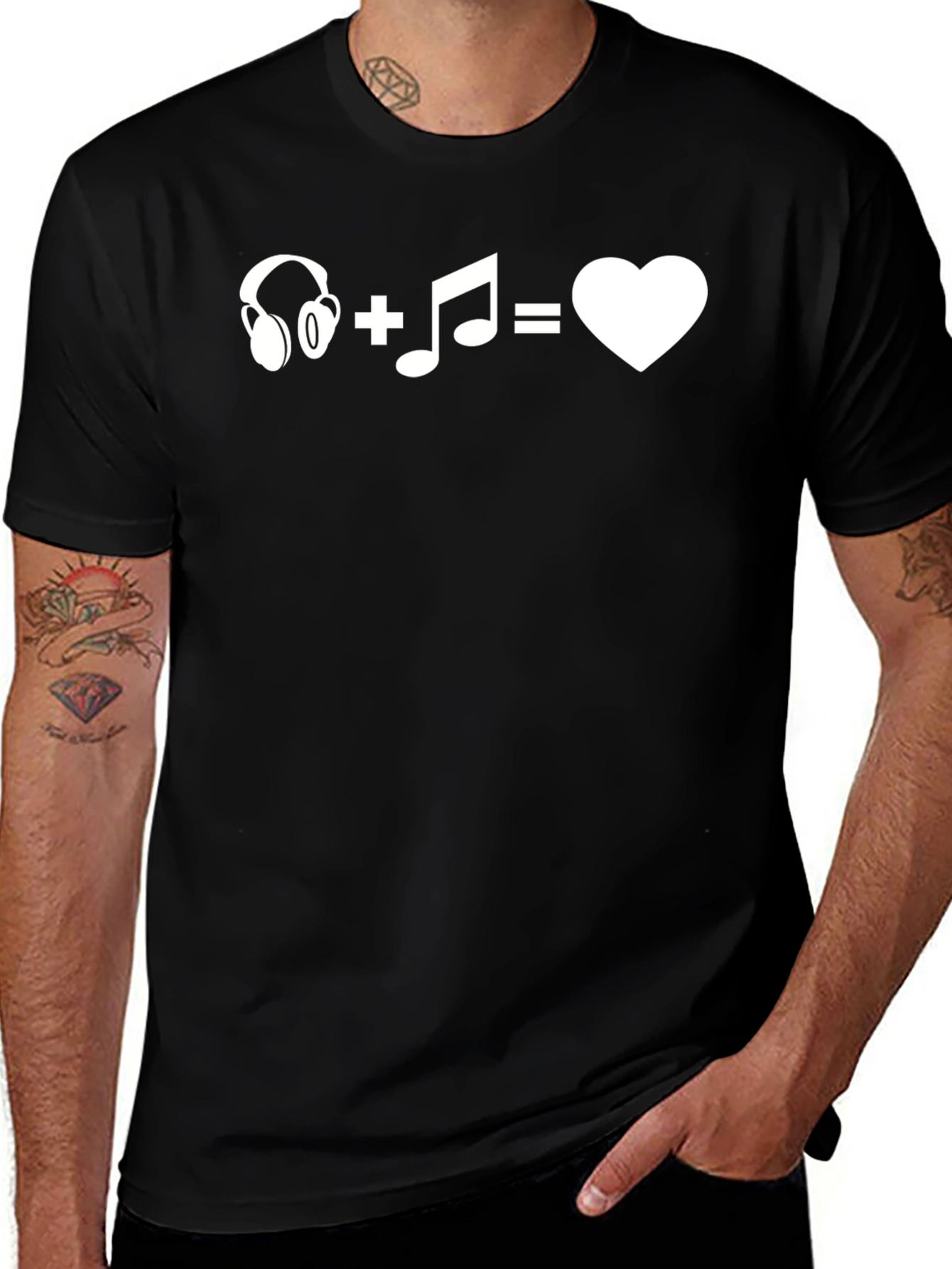 Variant 19 of Music Lover T-Shirt - Headphones + Music = Love Tee