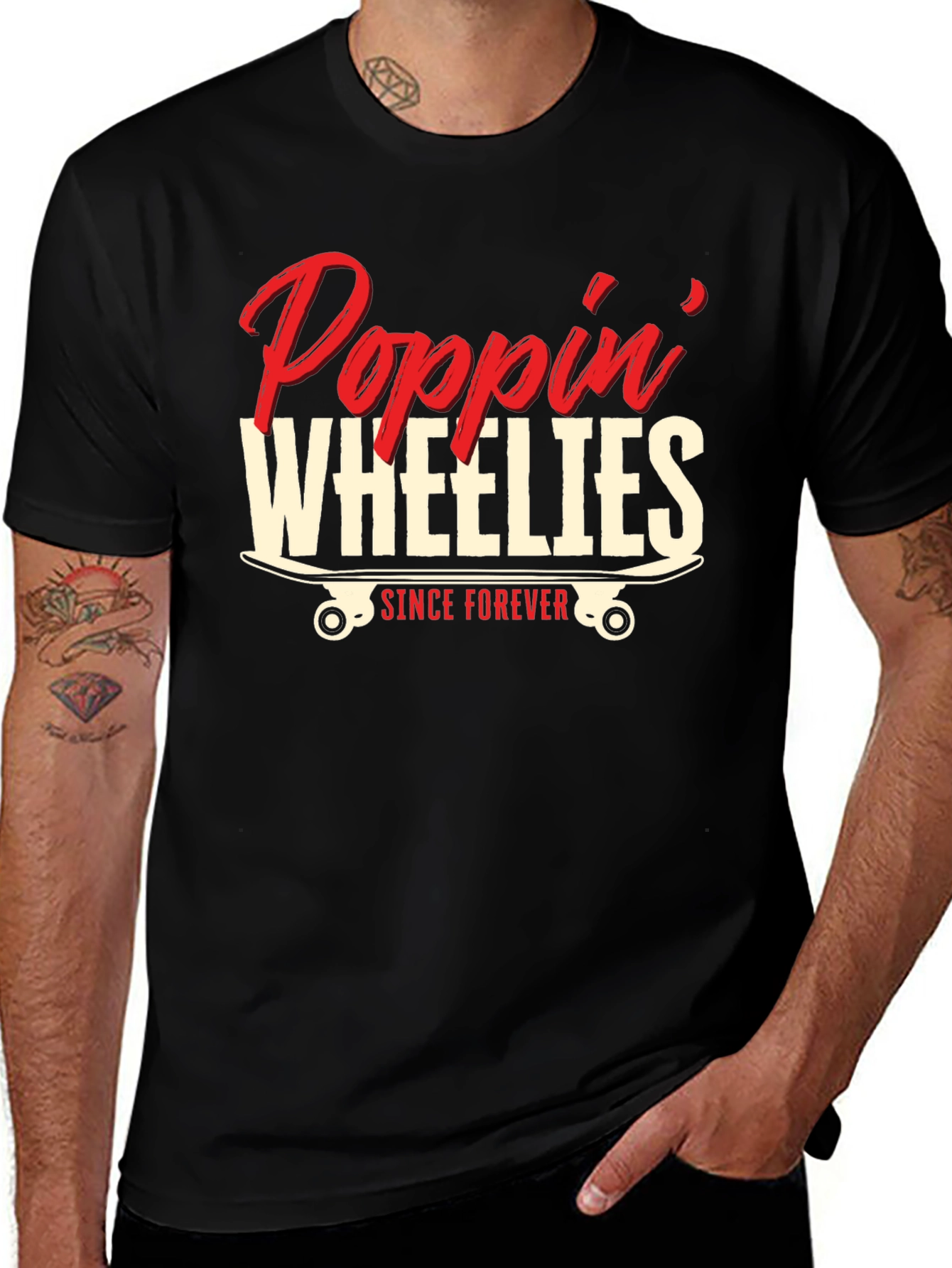 Variant 8 of Poppin' Wheelies Since Forever Black Graphic T-Shirt