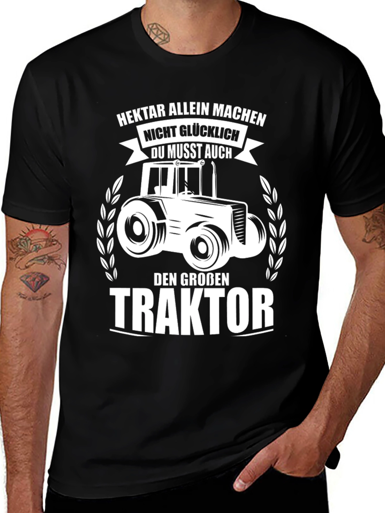 Variant 2 of Men's Black Tractor Graphic T-Shirt