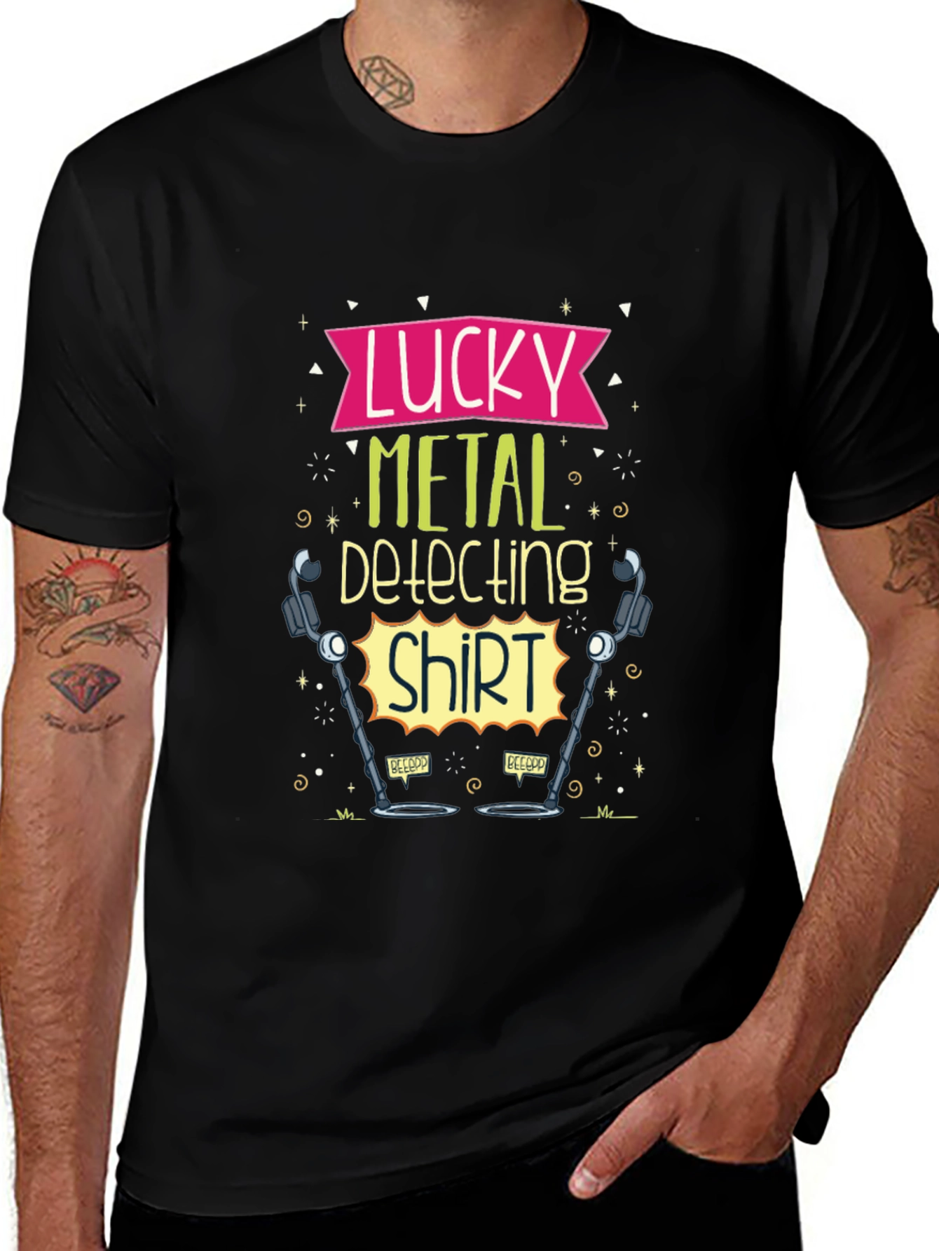 Variant 26 of Lucky Metal Detecting Shirt - Black Tee