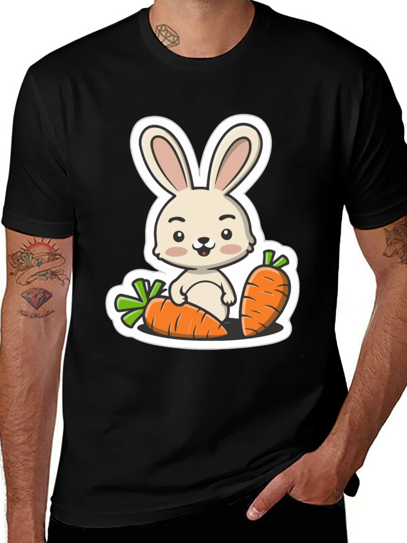 Variant 27 of Cute Bunny & Carrot Graphic Tee