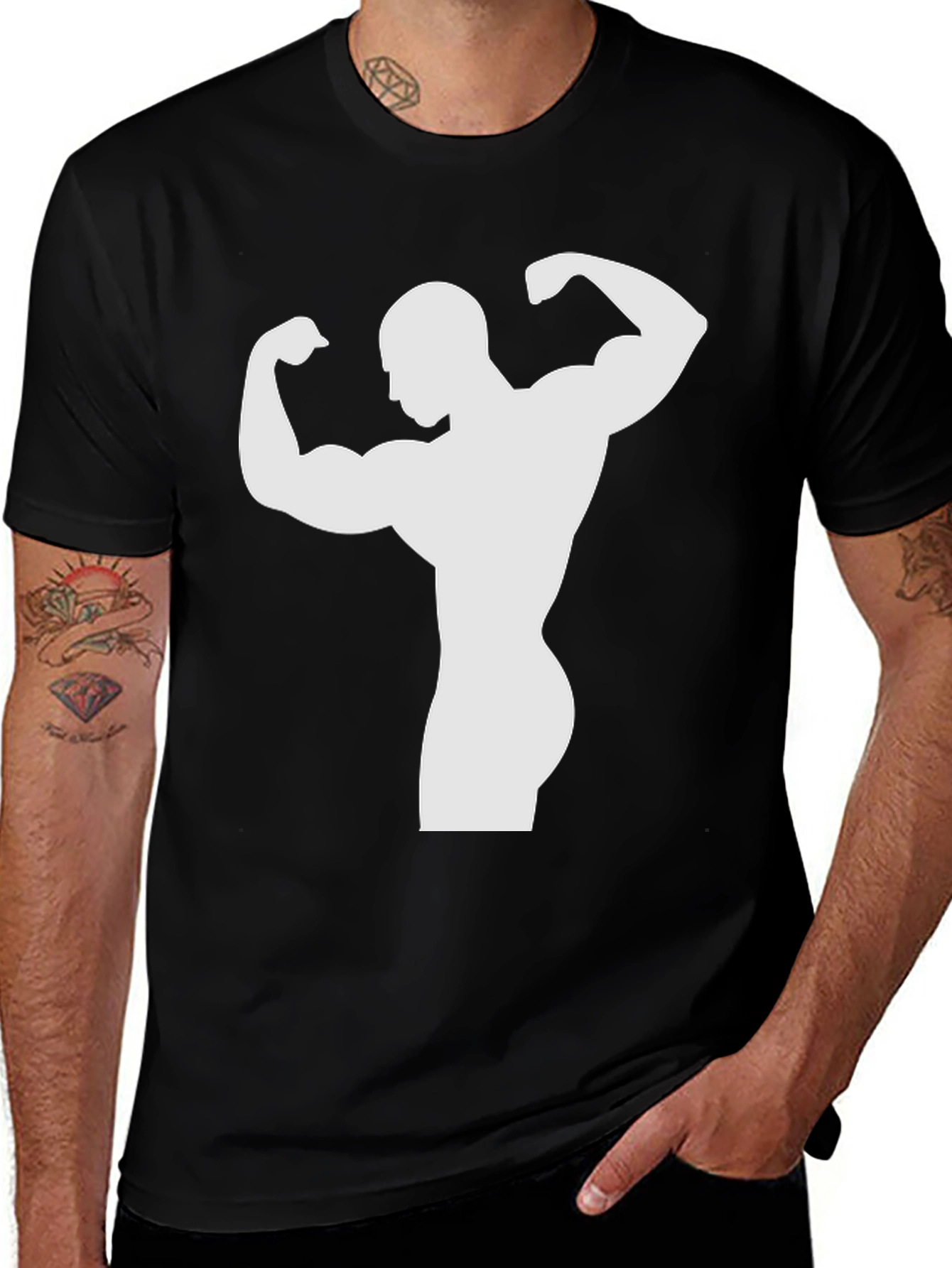 Variant 17 of Muscle Man Graphic Tee - Black