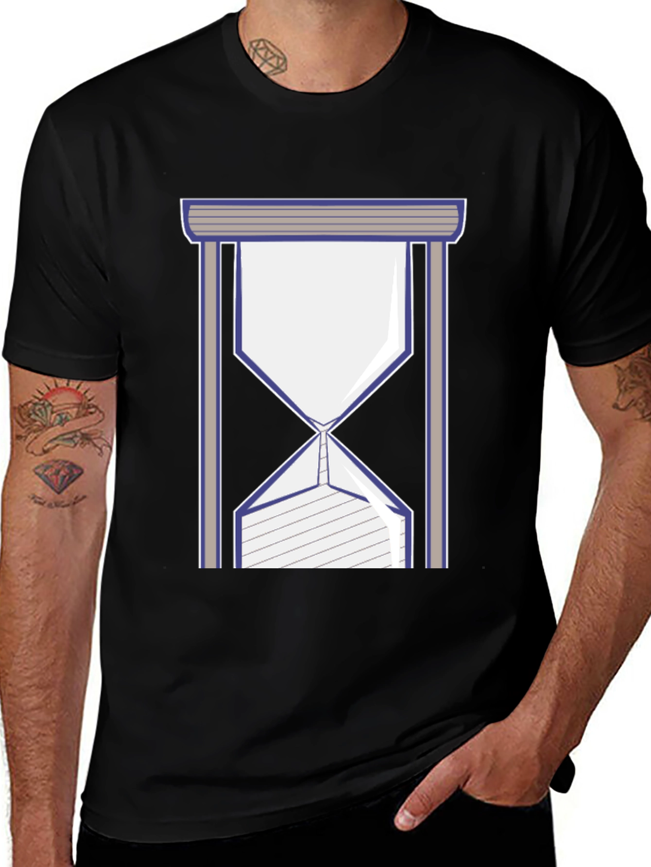 Variant 11 of Unique Hourglass Graphic T-Shirt - Classic Black Tee