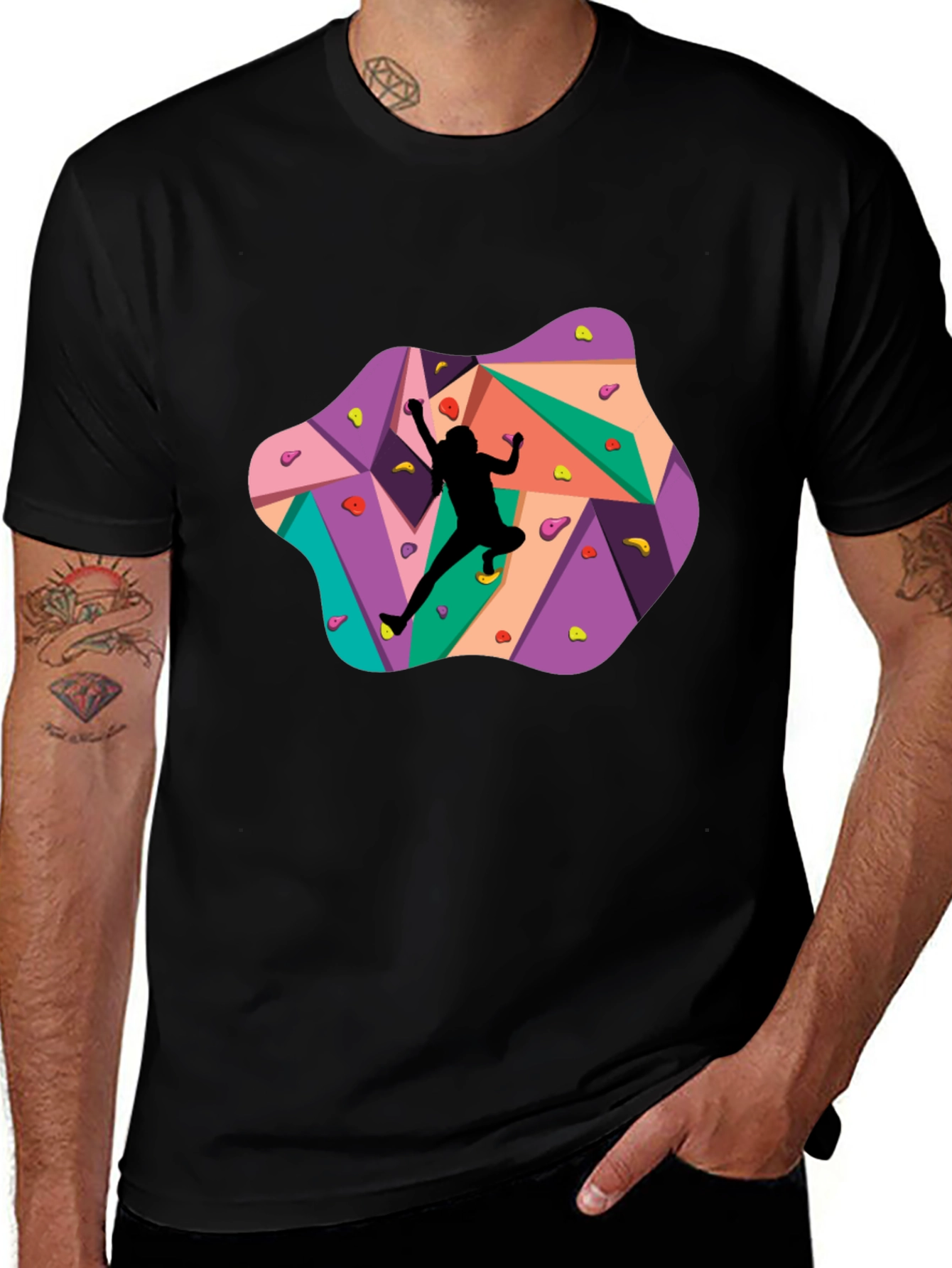 Variant 24 of Climbing Wall Graphic Tee - Black T-Shirt