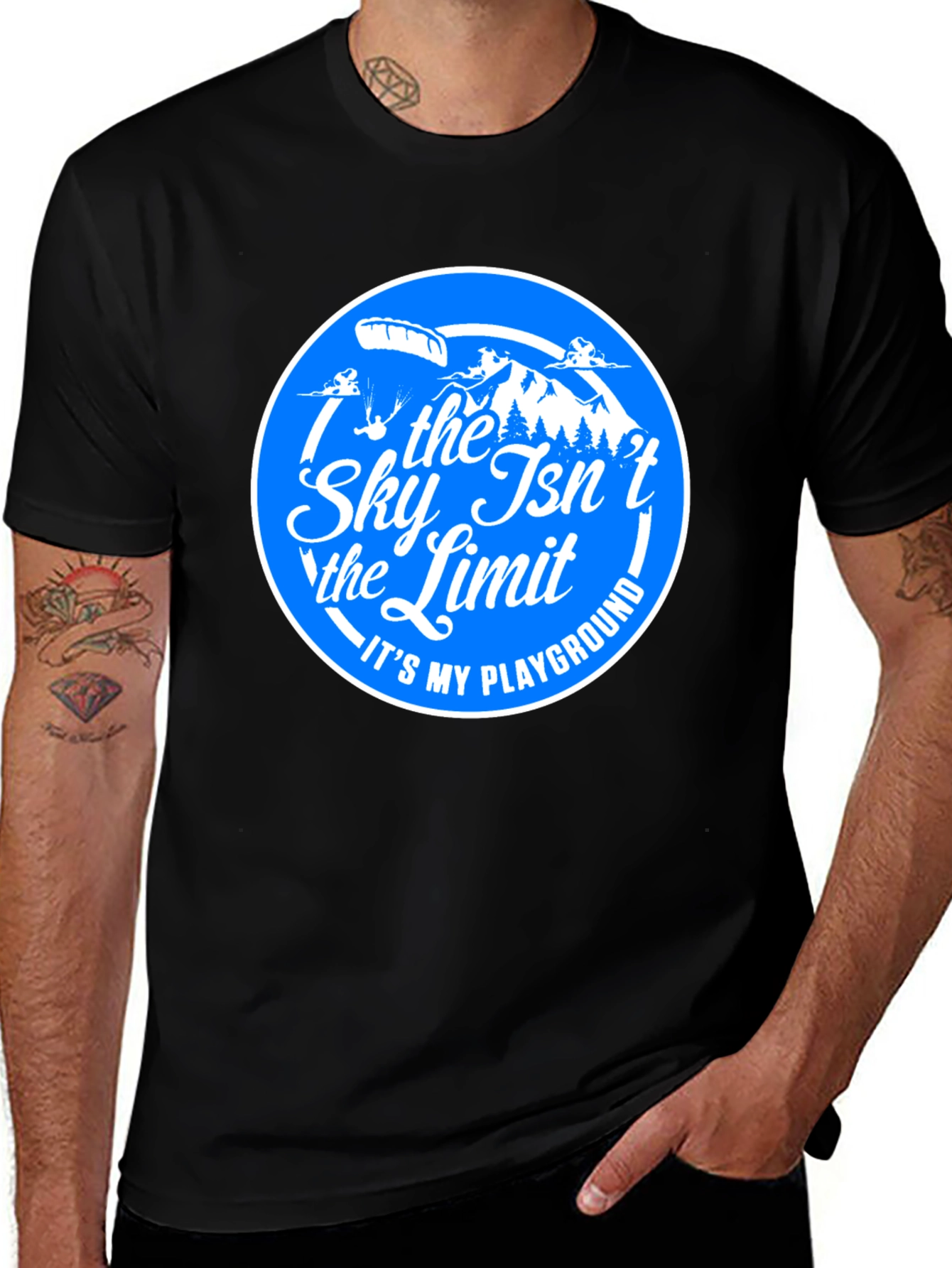 Variant 5 of Sky's Not the Limit Tee - Paragliding Adventure Shirt