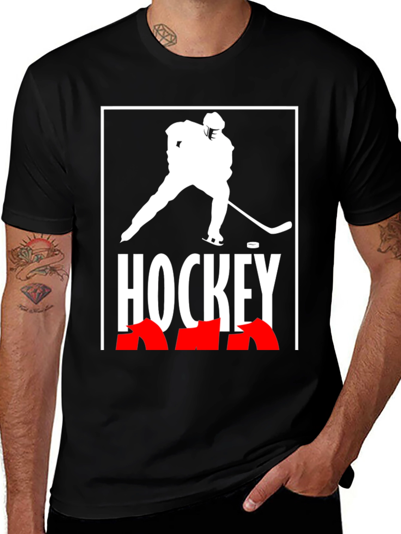 Variant 23 of Hockey Graphic Tee - Black Cotton T-Shirt