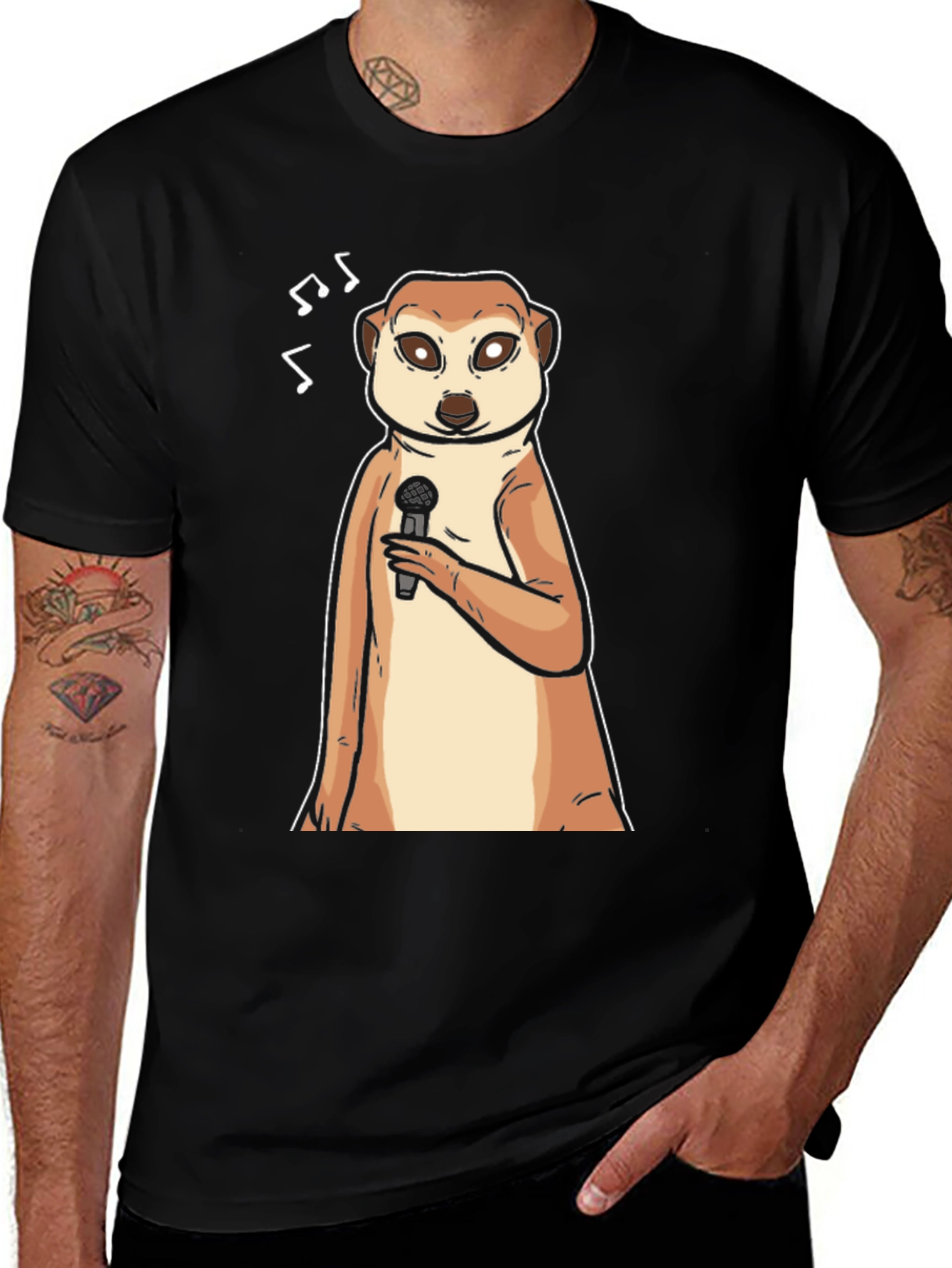 Variant 6 of Singing Meerkat Graphic Tee - Cool Cartoon Shirt