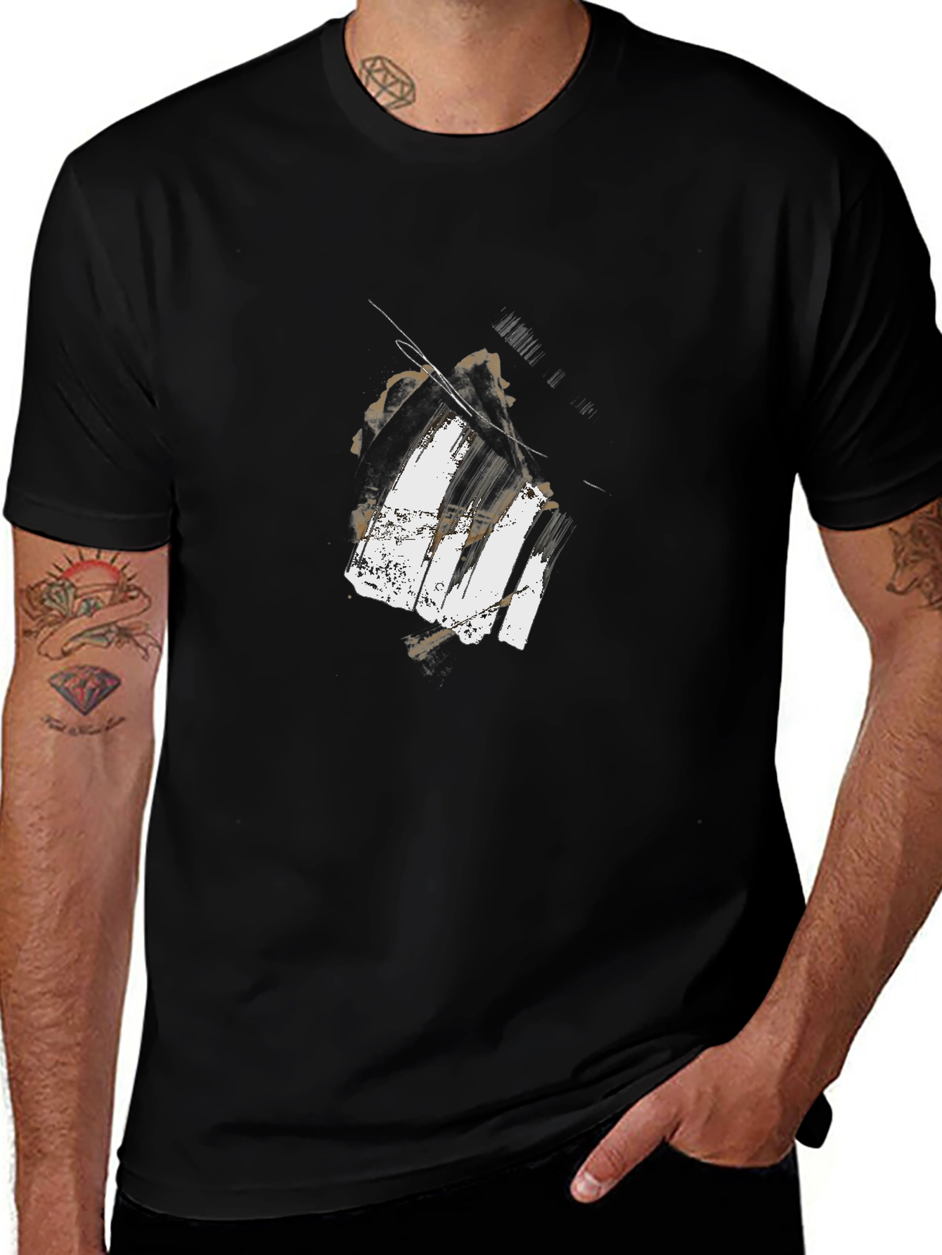 Variant 27 of Abstract Piano Keys Graphic Tee - Black