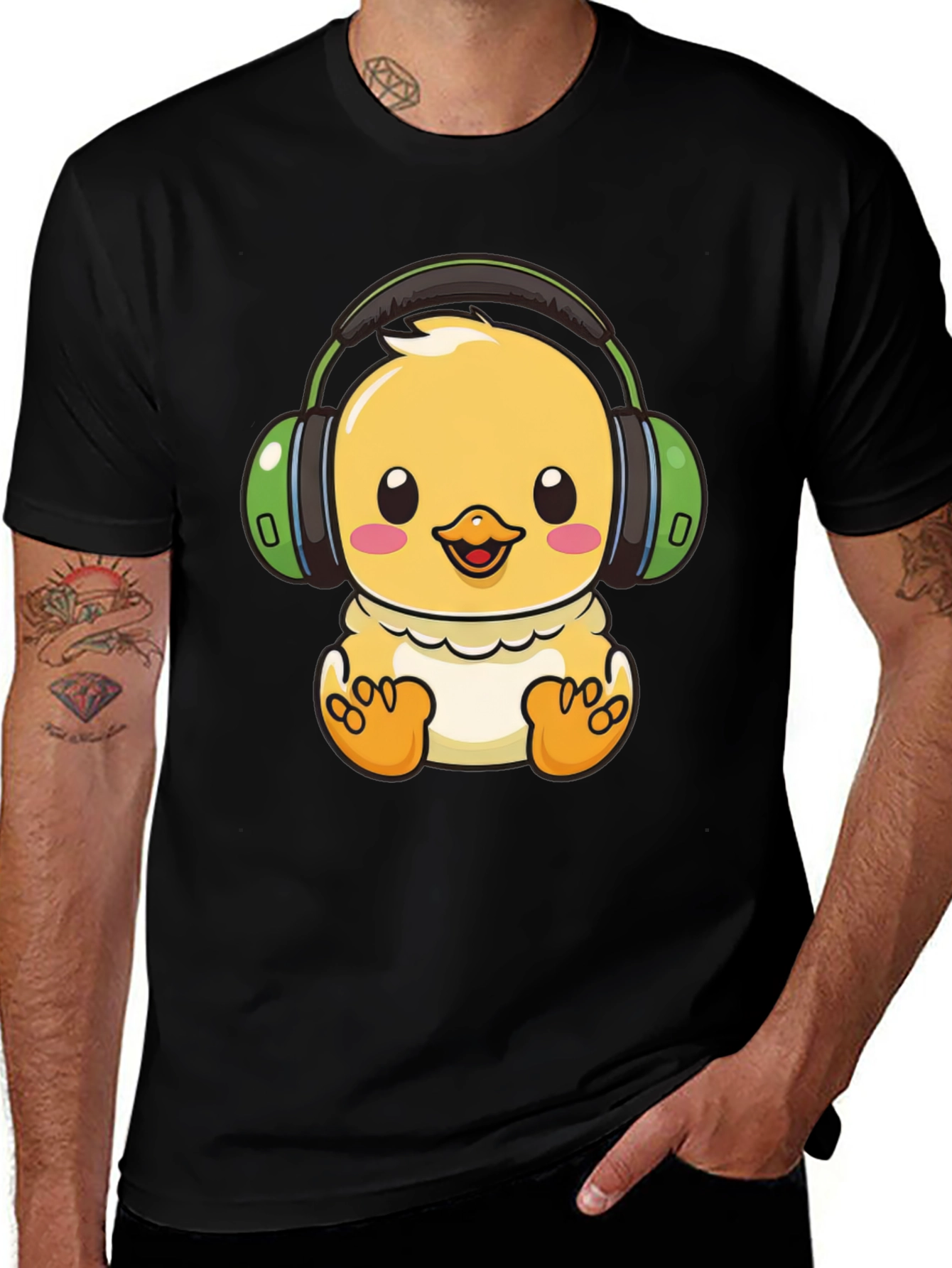 Variant 11 of Cute Chick with Headphones Graphic Tee