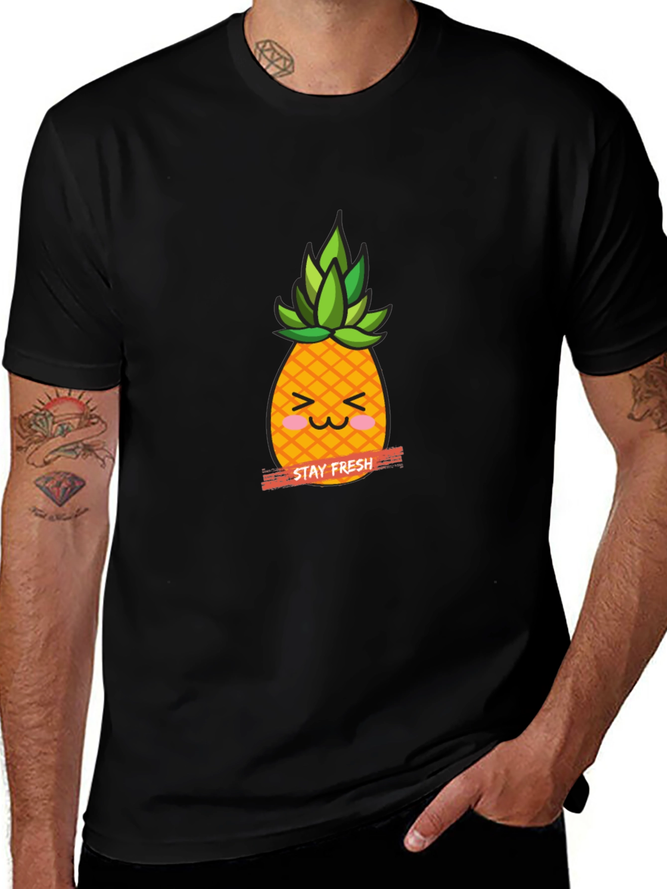 Variant 8 of Stay Fresh Pineapple Graphic Tee - Black T-Shirt