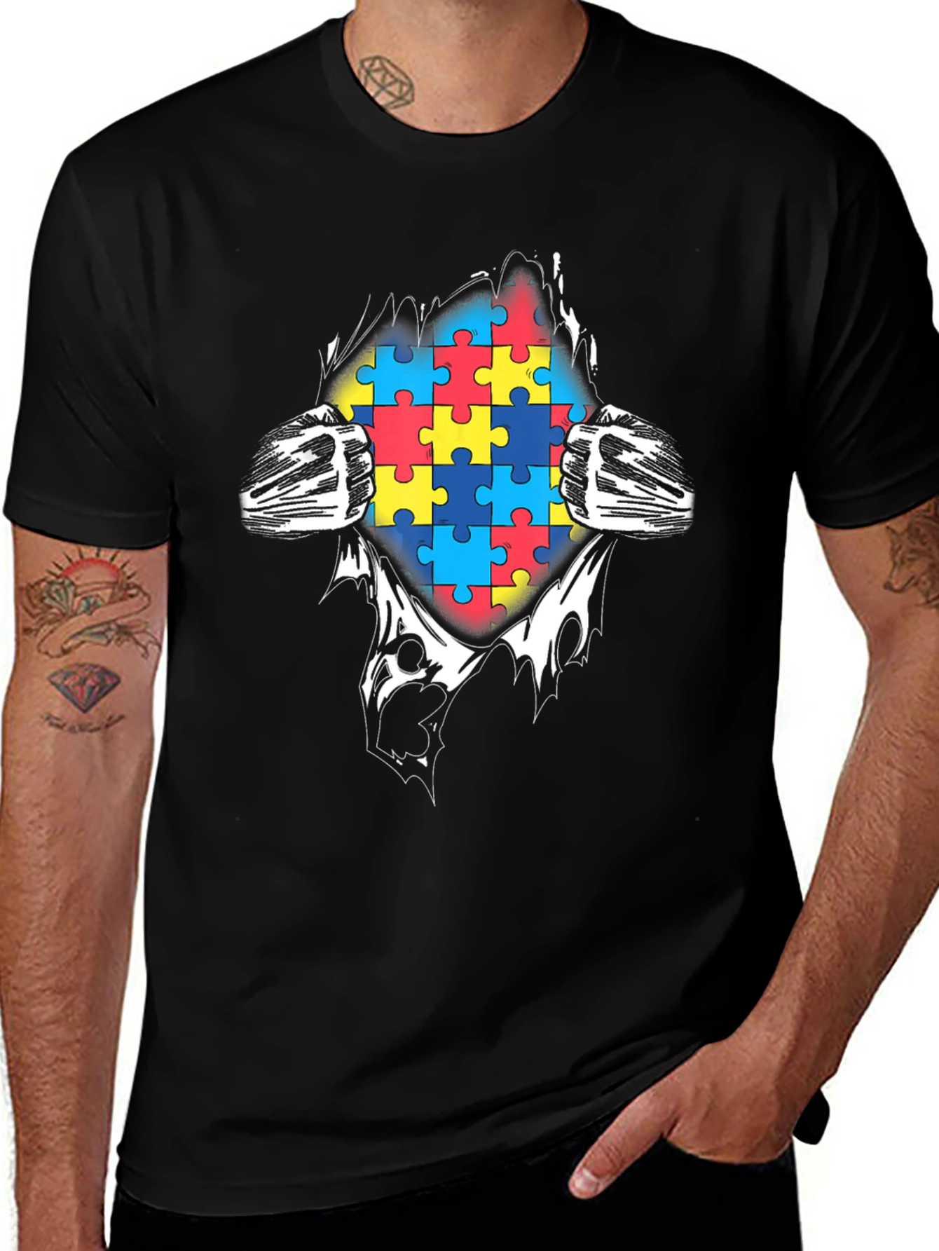 Variant 17 of Autism Awareness Puzzle Piece Graphic T-Shirt