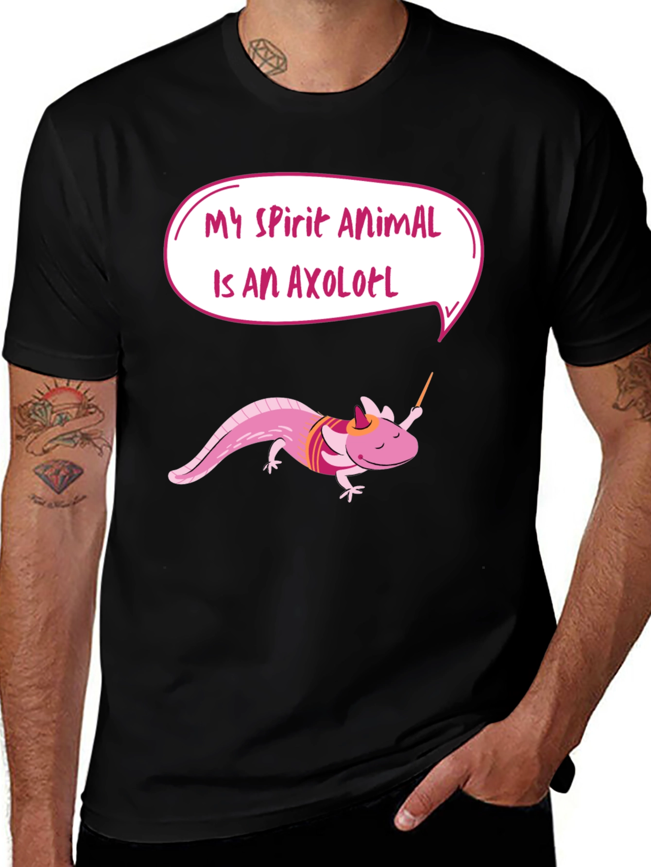 Variant 30 of Axolotl Spirit Animal Black T-Shirt