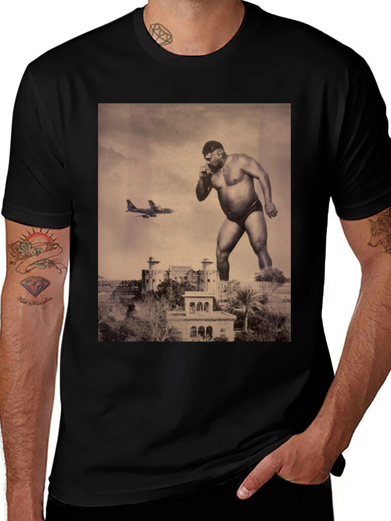 Variant 12 of Giant Wrestler Black T-Shirt