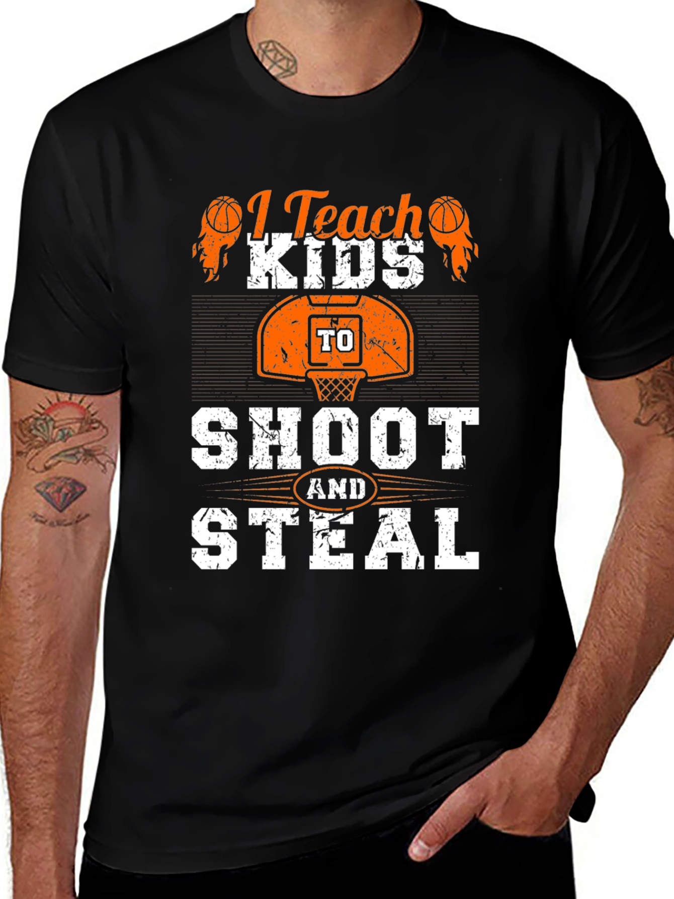 Variant 5 of Basketball Coach T-Shirt - Teach Kids to Shoot & Steal