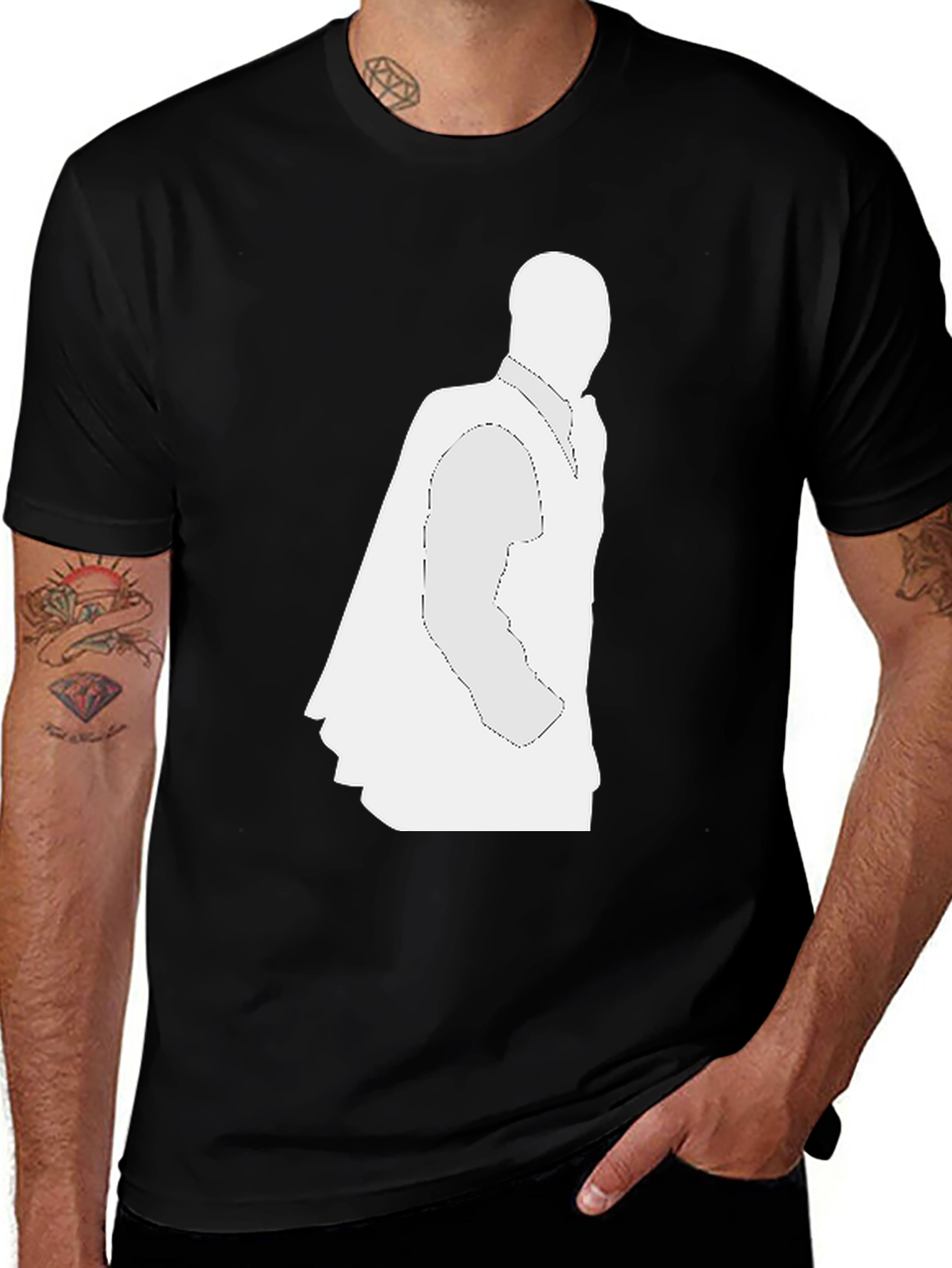 Variant 13 of Men's Black T-shirt - Silhouette Design