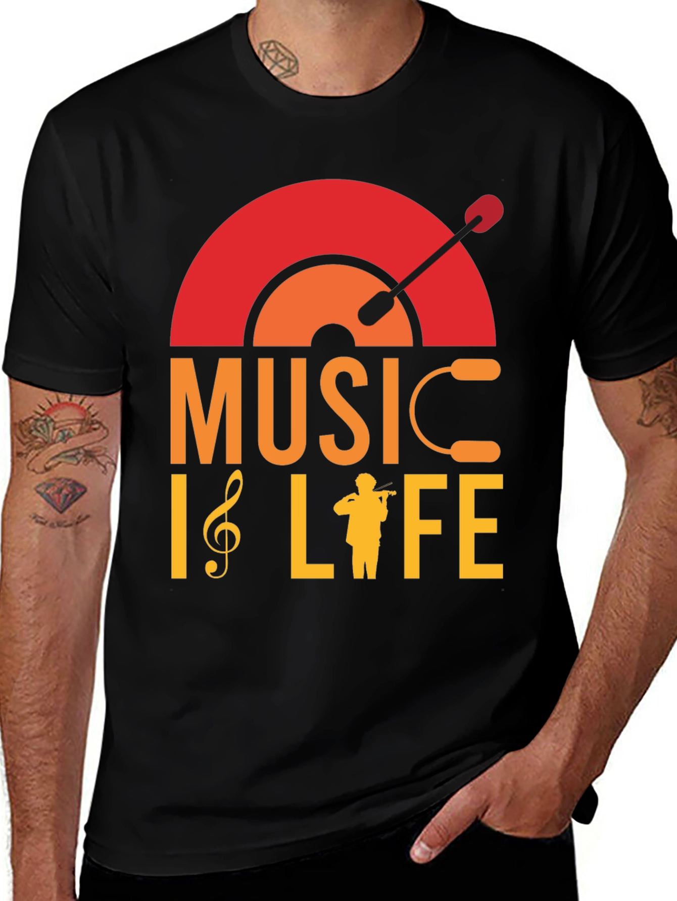Variant 25 of Music is Life Graphic T-Shirt - Stylish Musician Tee