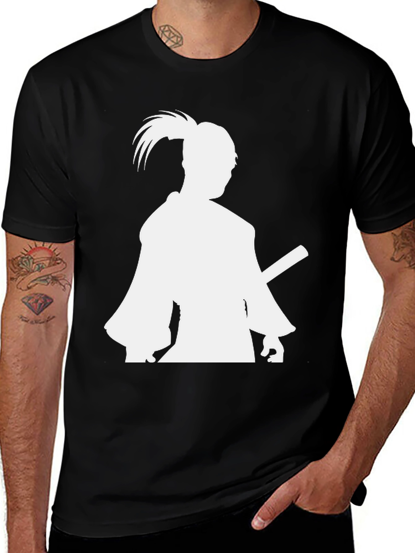 Variant 11 of Samurai Silhouette T-Shirt - Black