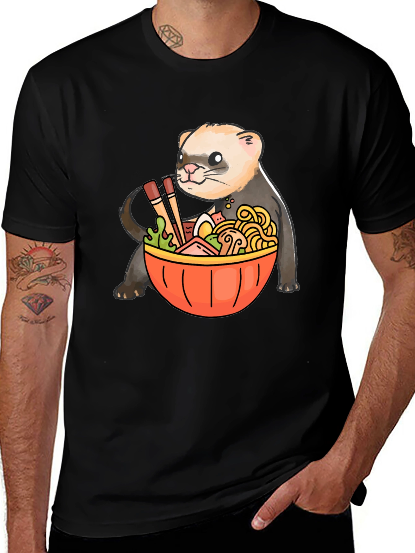 Variant 6 of Ferret Ramen Graphic Tee - Funny Anime Style T-Shirt