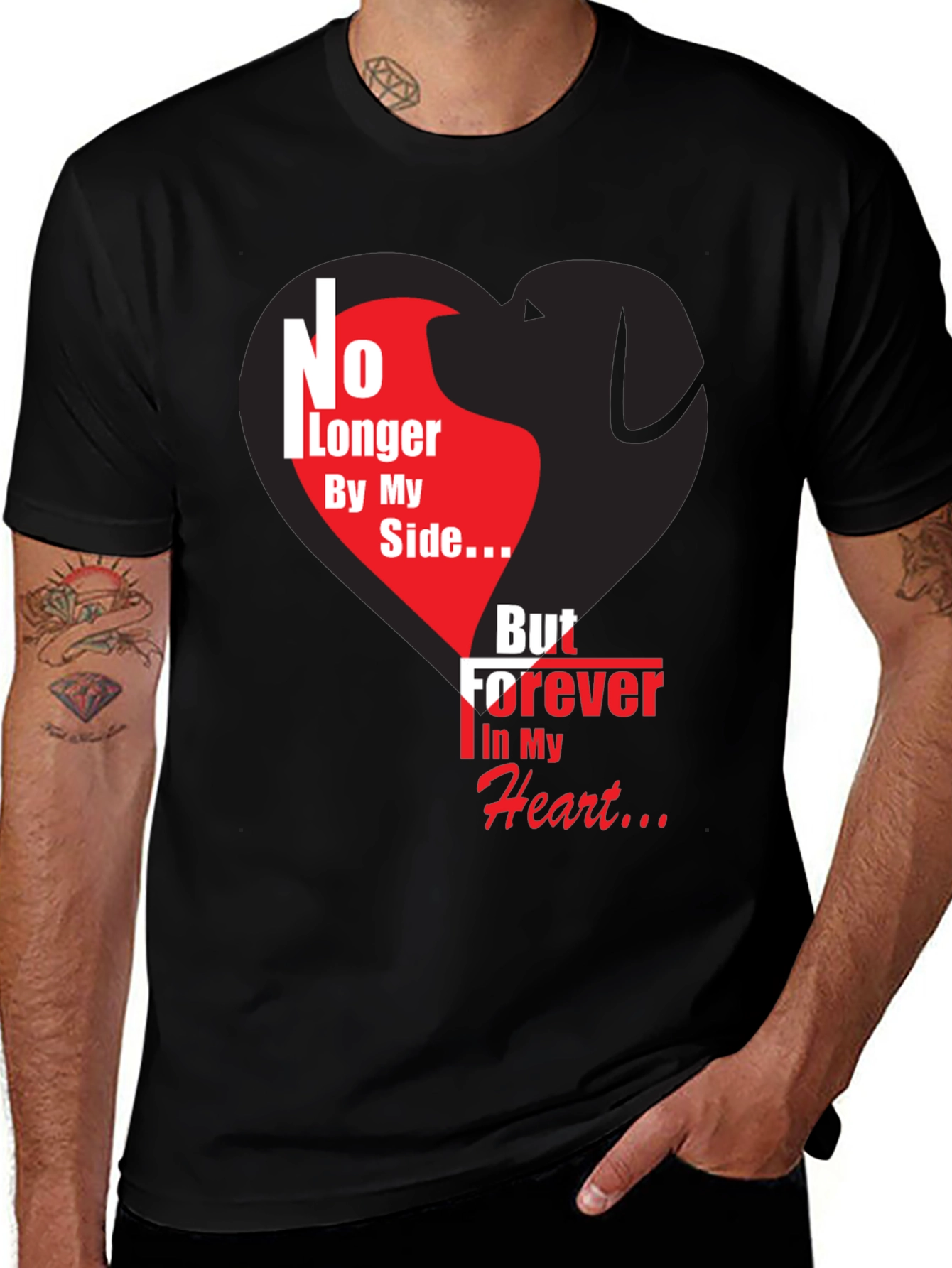 Pet Loss Memorial T-Shirt - Dog Silhouette Heart Design