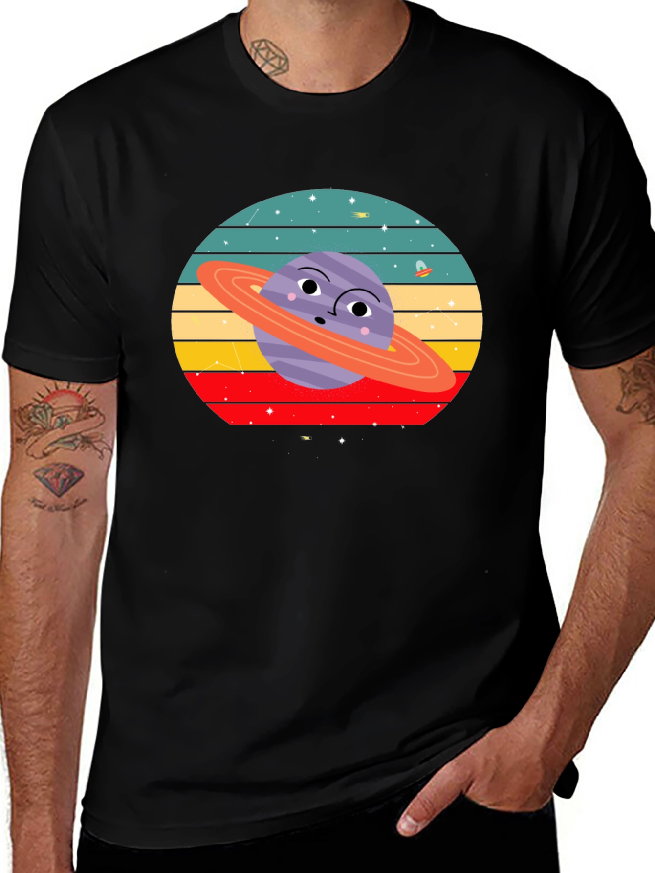 Retro Saturn Graphic Tee - Unique Planet Design